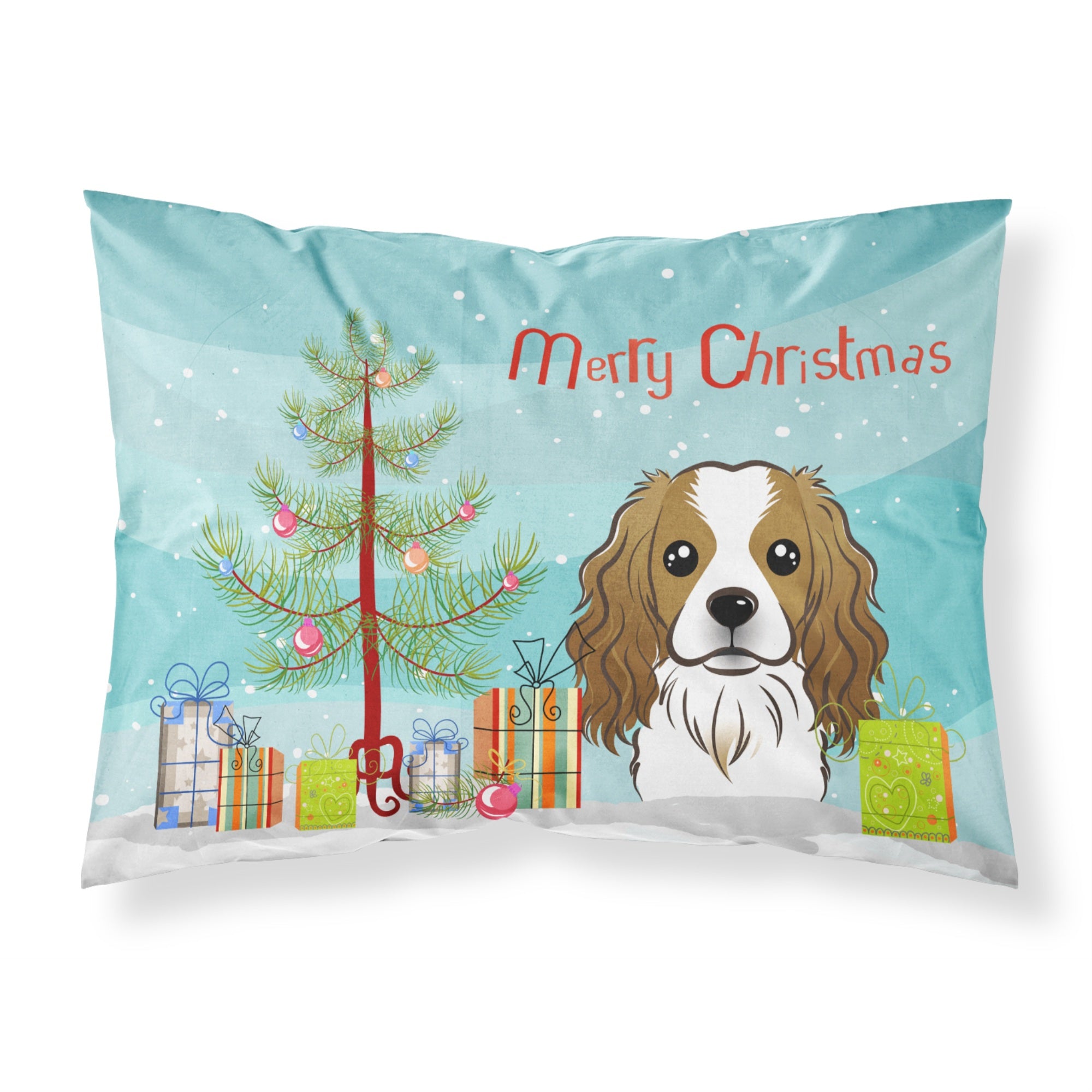 Caroline'S Treasures Bb1596Pillowcase Christmas Tree And Cavalier Spaniel Fabric Standard Pillowcase, Large, Multicolor