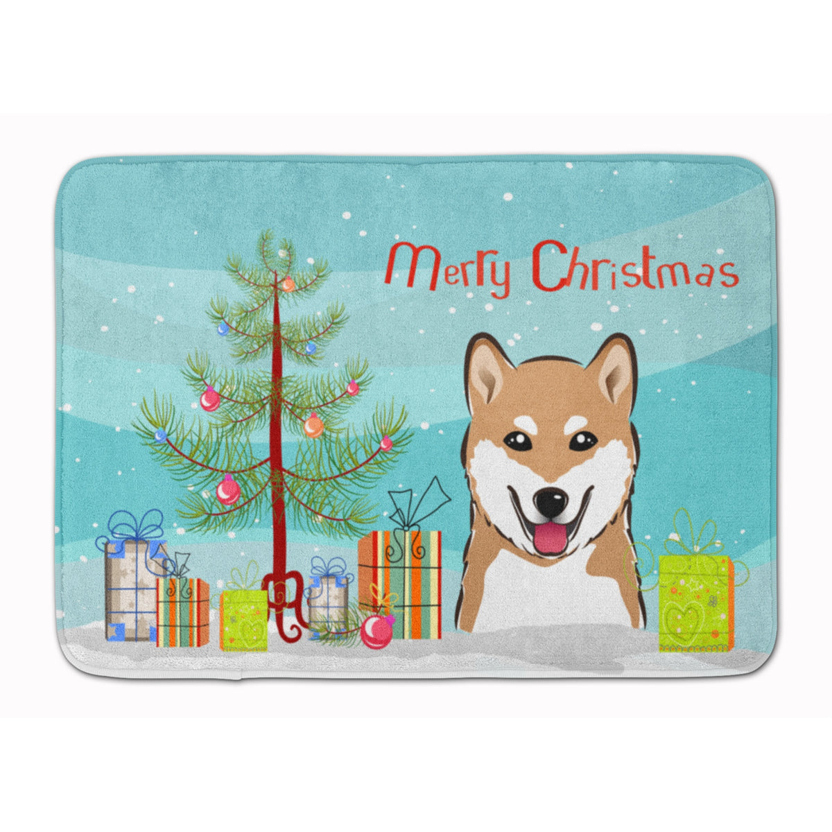 Caroline'S Treasures Christmas Tree And Shiba Inu Floor Mat, 19 X 27, Multicolor