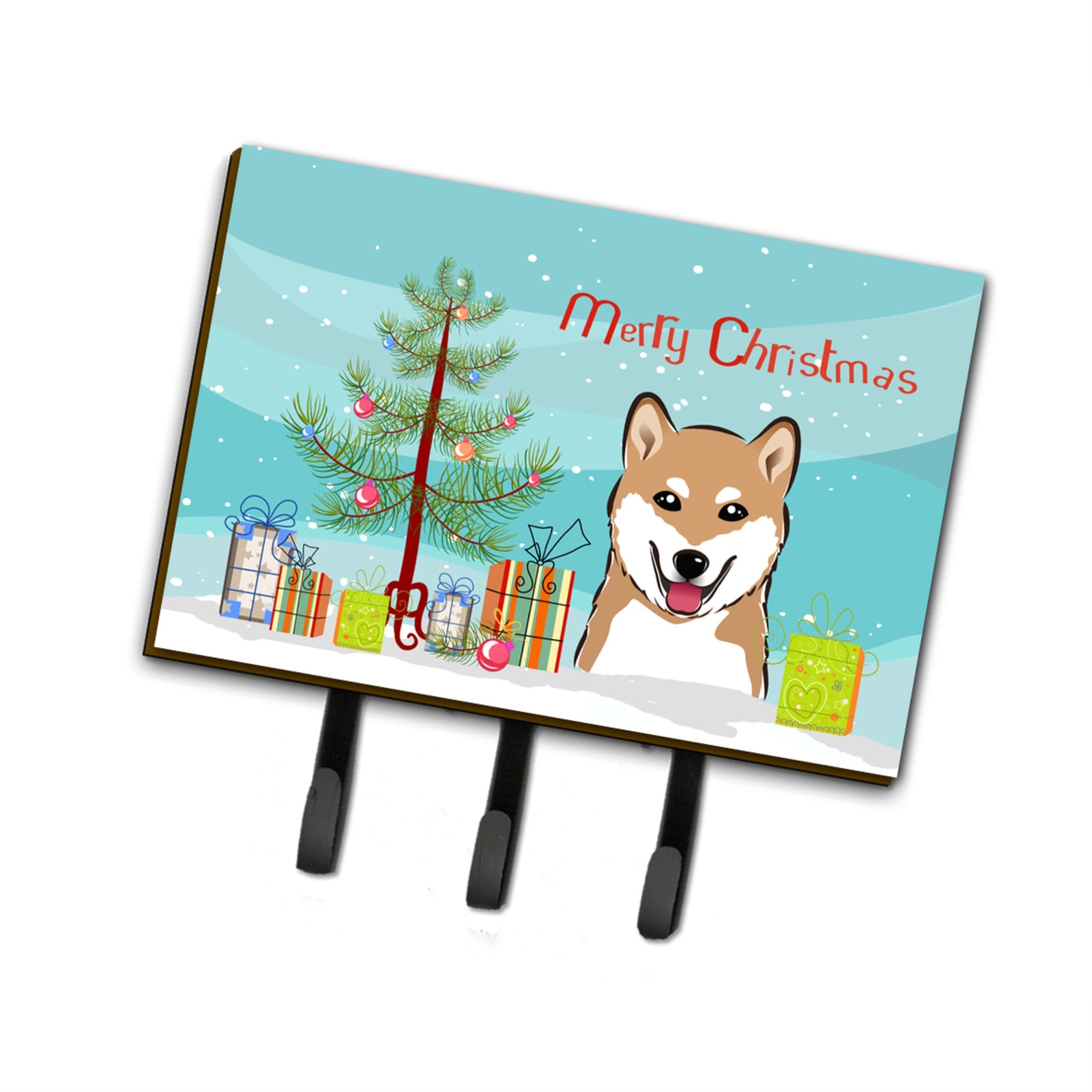 Caroline'S Treasures Bb1597Th68 Christmas Tree And Shiba Inu Leash Or Key Holder, Large, Multicolor