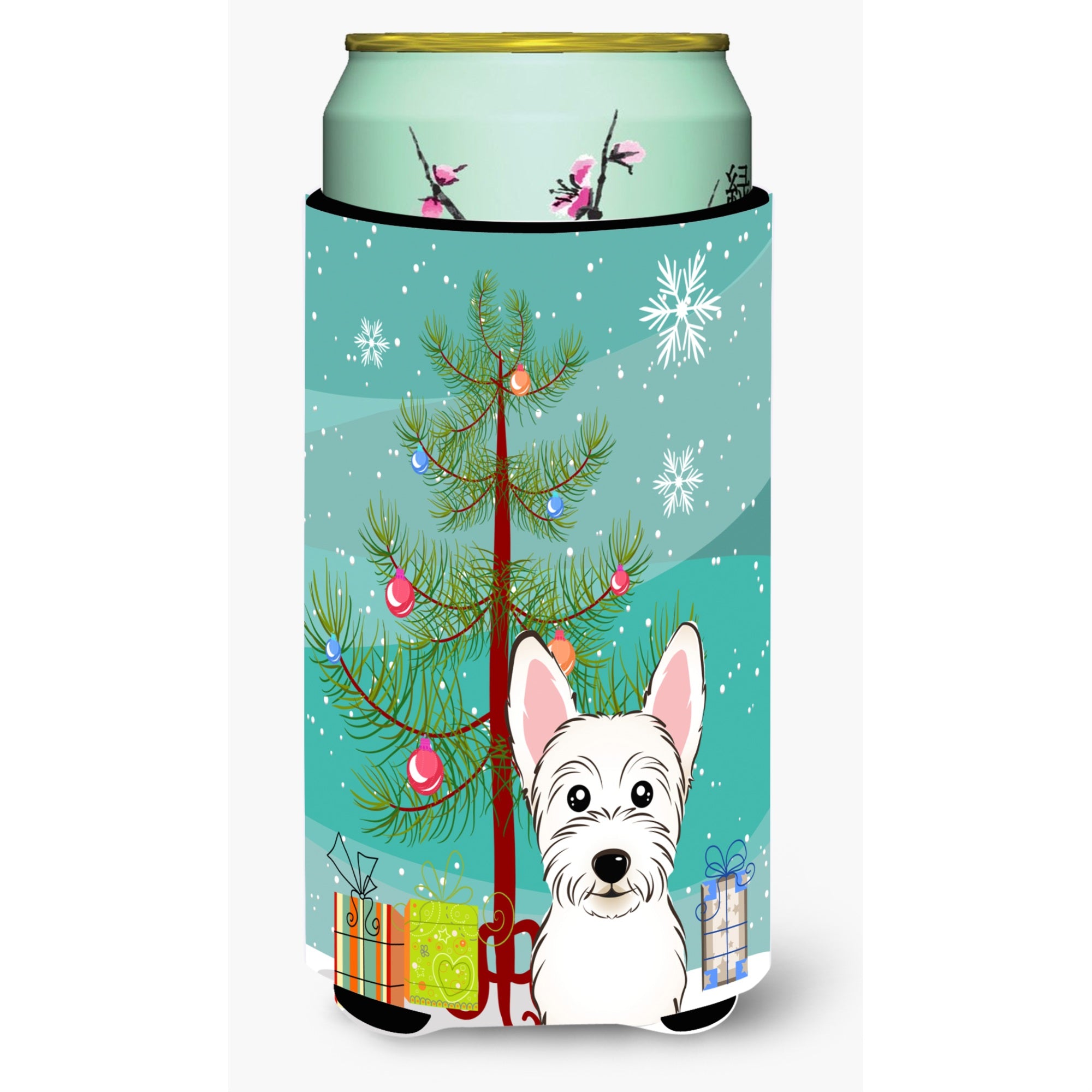 Caroline'S Treasures Christmas Tree And Westie Tall Boy Koozie Hugger, Multicolor