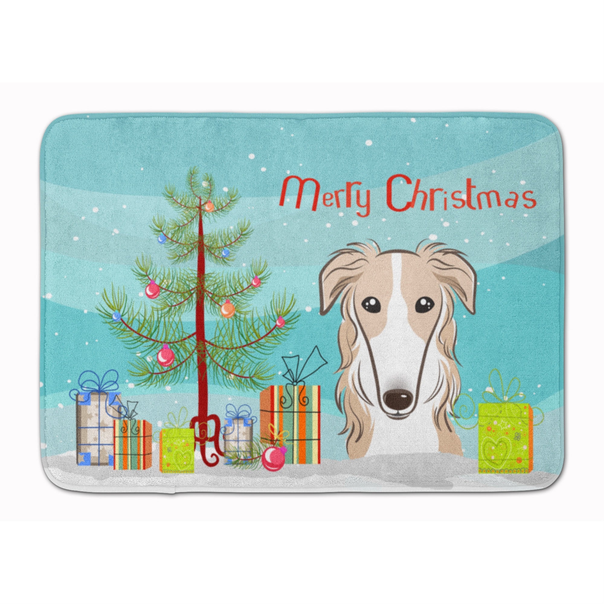 Caroline'S Treasures Christmas Tree And Borzoi Floor Mat, 19 X 27, Multicolor