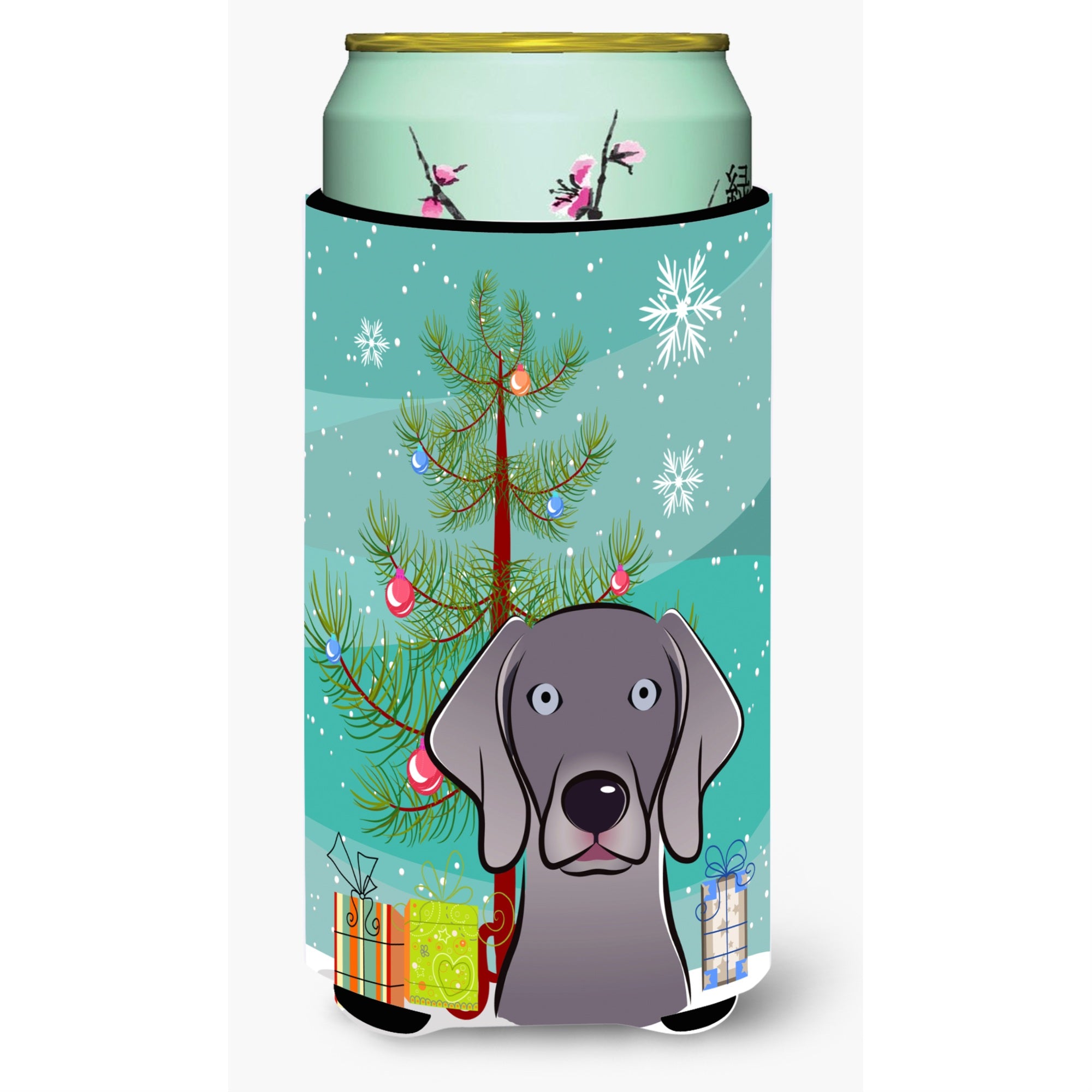 Caroline'S Treasures Christmas Tree And Weimaraner Tall Boy Koozie Hugger, Multicolor