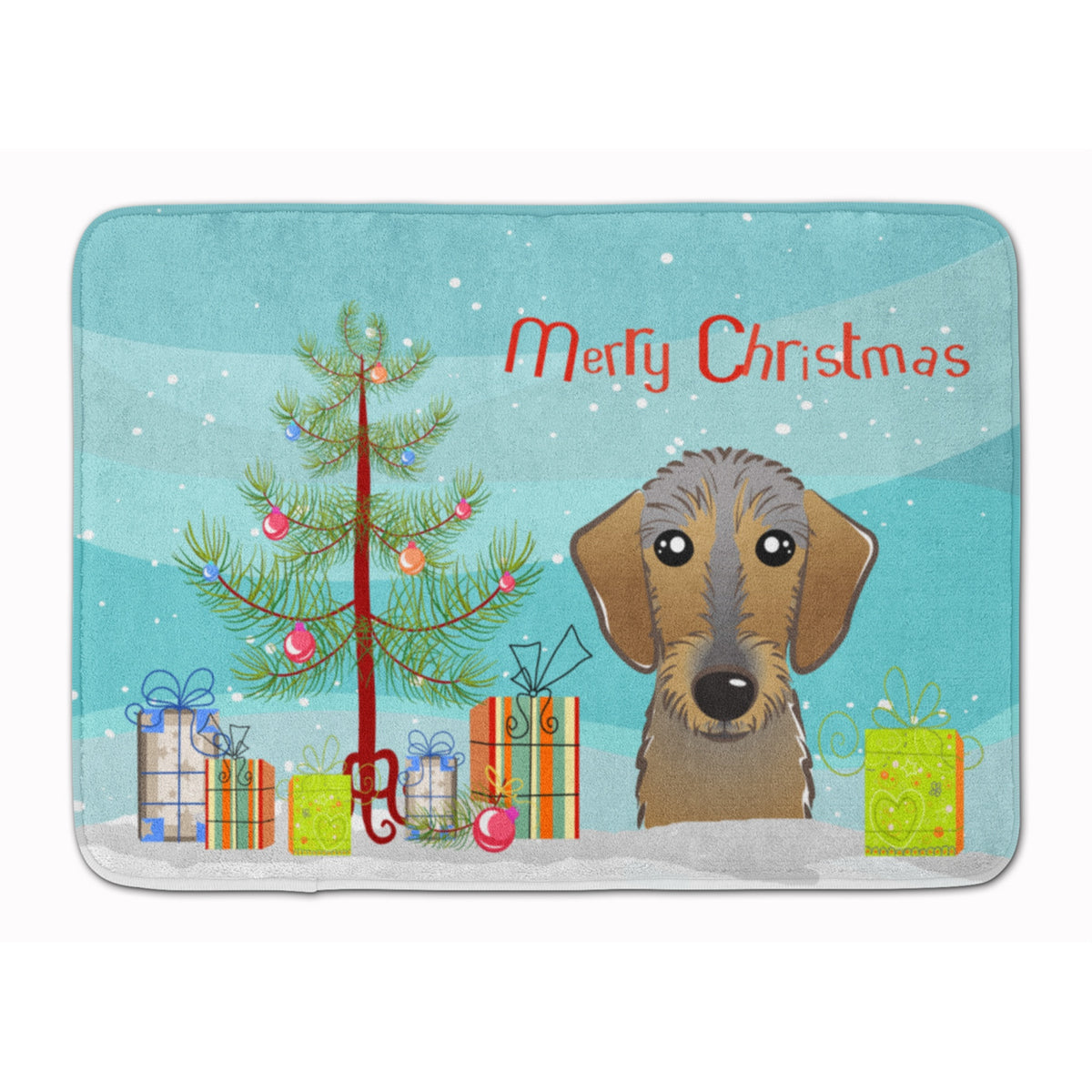 Caroline'S Treasures Christmas Tree And Wirehaired Dachshund Floor Mat, 19 X 27, Multicolor
