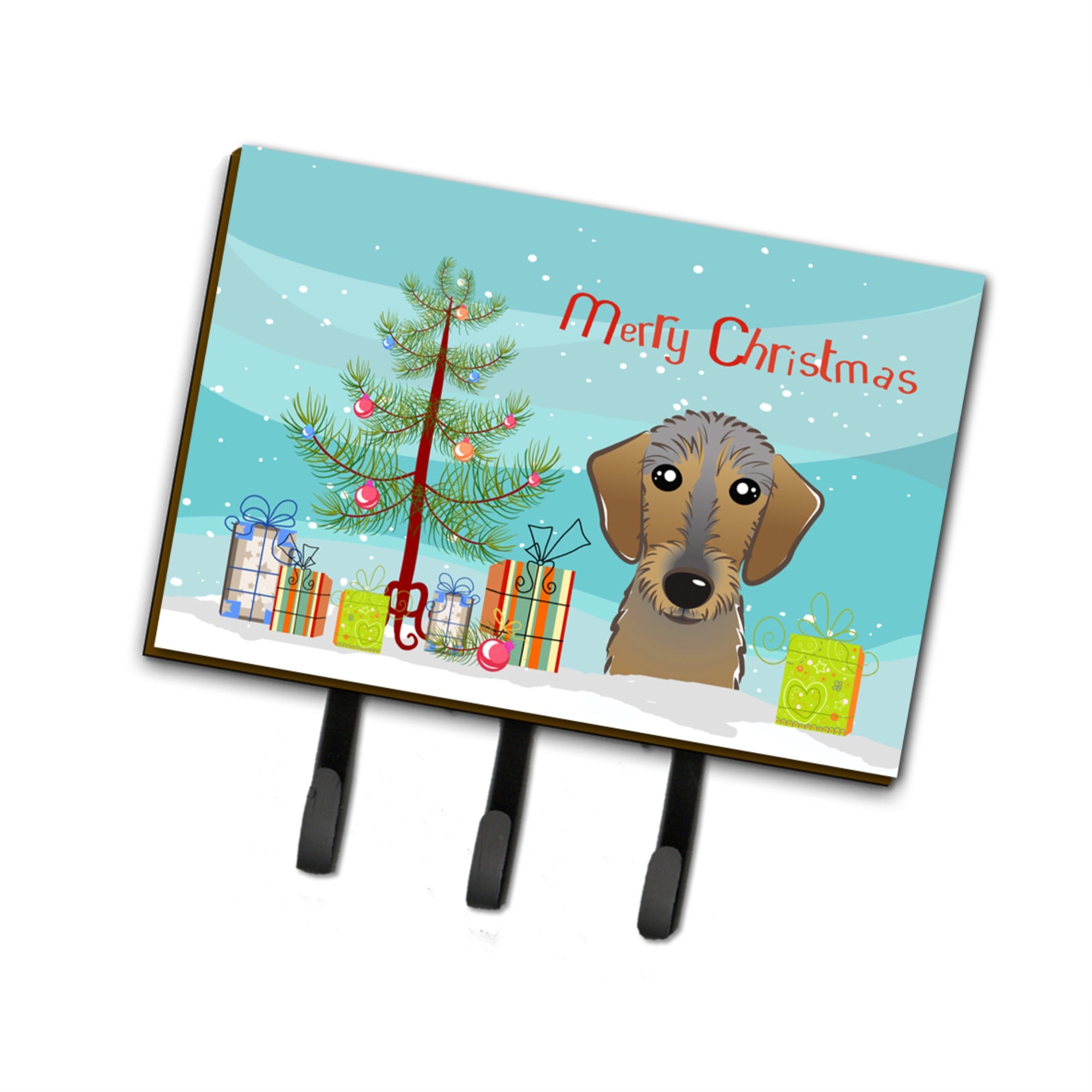 Caroline'S Treasures Bb1605Th68 Christmas Tree And Wirehaired Dachshund Leash Or Key Holder, Large, Multicolor