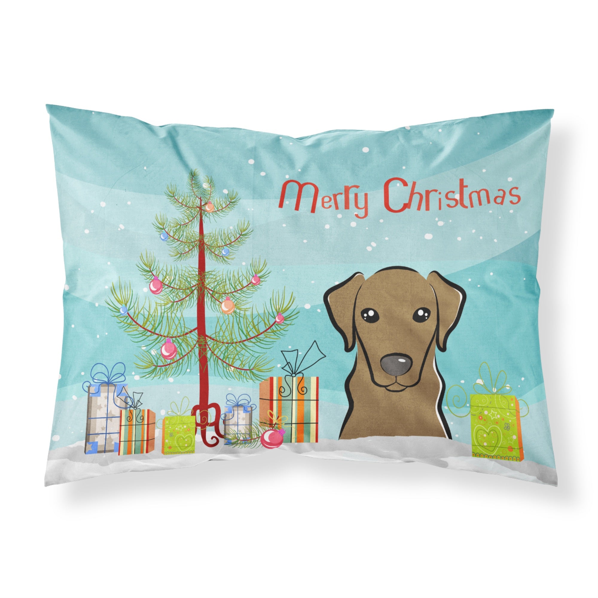 Caroline'S Treasures Bb1606Pillowcase Christmas Tree And Chocolate Labrador Fabric Standard Pillowcase, Large, Multicolor