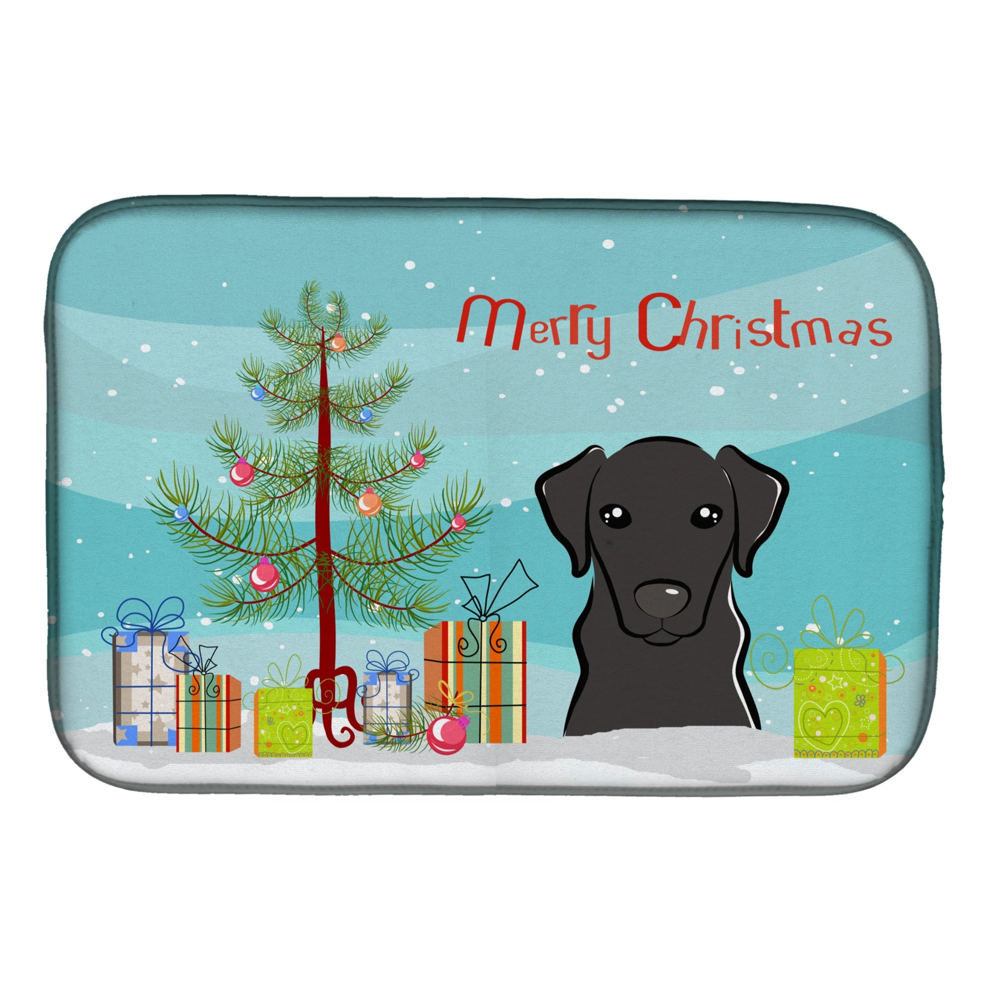 Caroline'S Treasures Christmas Tree And Black Labrador Dish Drying Mat, 14 X 21