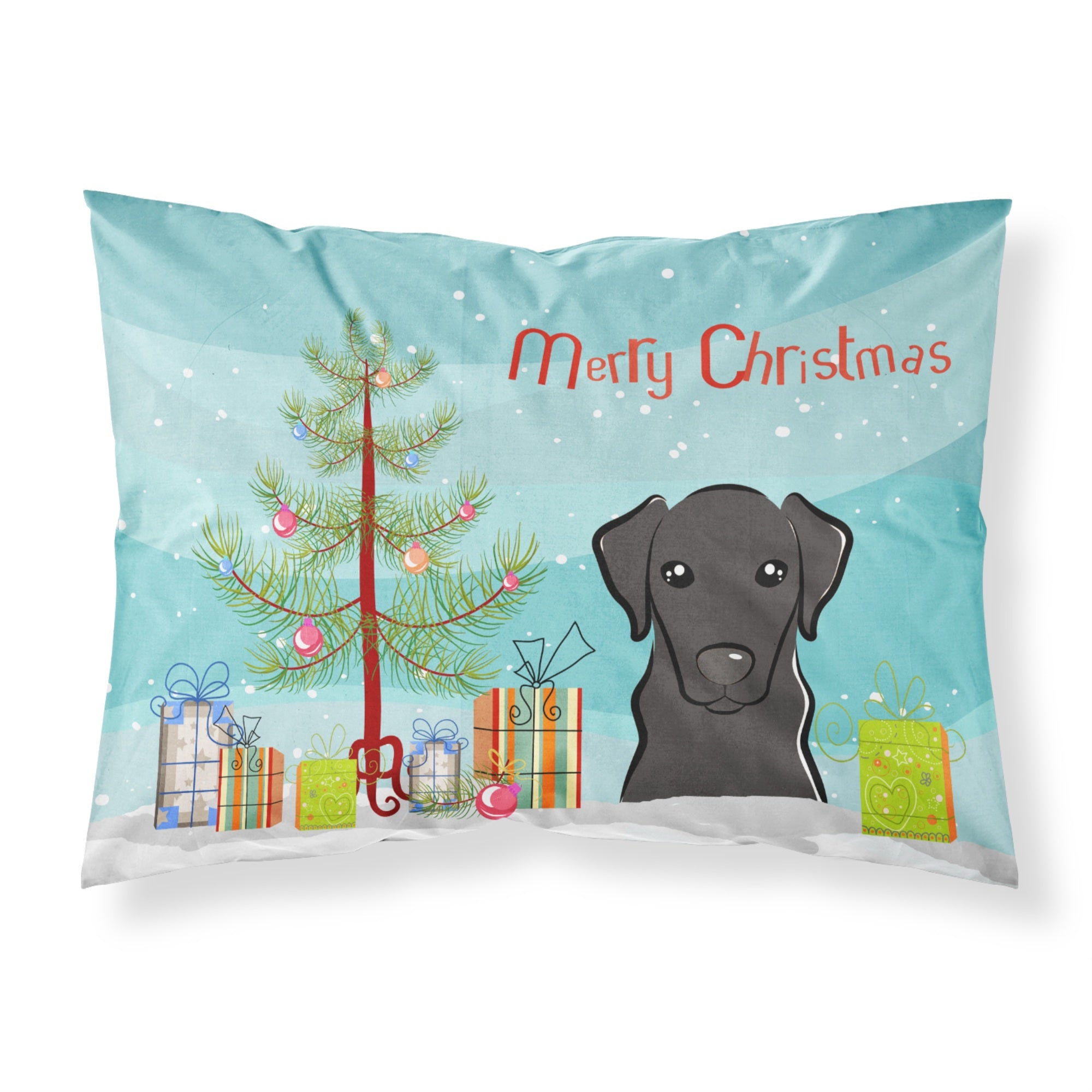 Caroline'S Treasures Bb1607Pillowcase Christmas Tree And Black Labrador Fabric Standard Pillowcase, Large, Multicolor