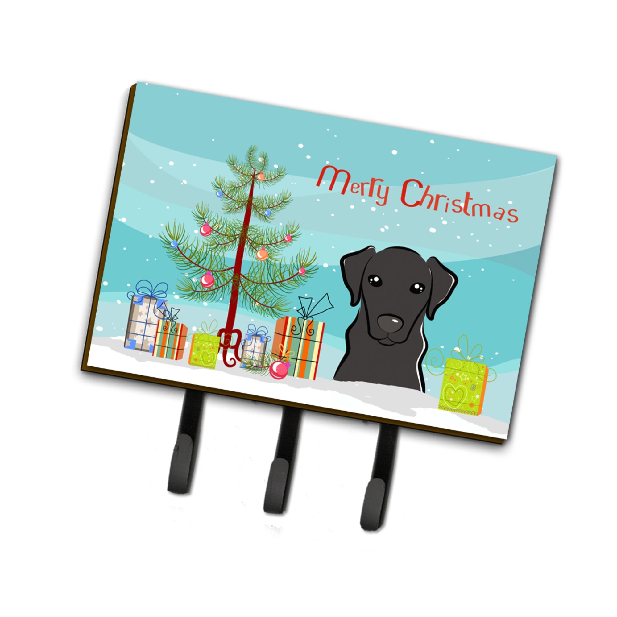 Caroline'S Treasures Bb1607Th68 Christmas Tree And Black Labrador Leash Or Key Holder, Large, Multicolor