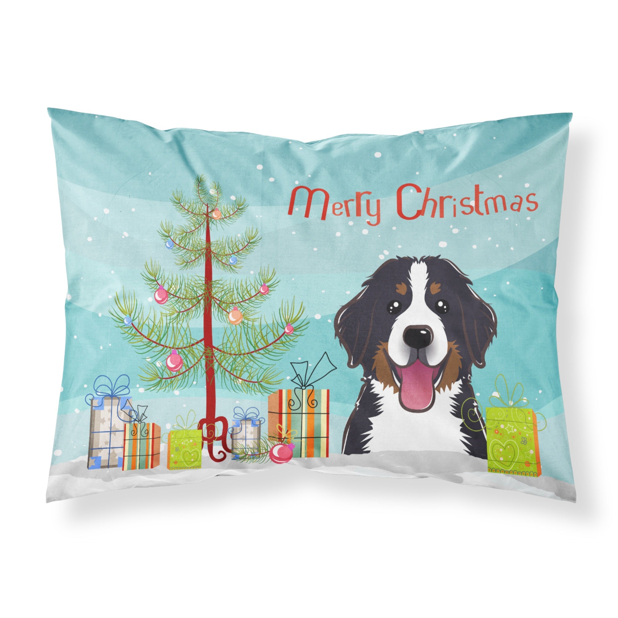 Caroline'S Treasures Bb1609Pillowcase Christmas Tree And Bernese Mountain Dog Fabric Standard Pillowcase, Large, Multicolor