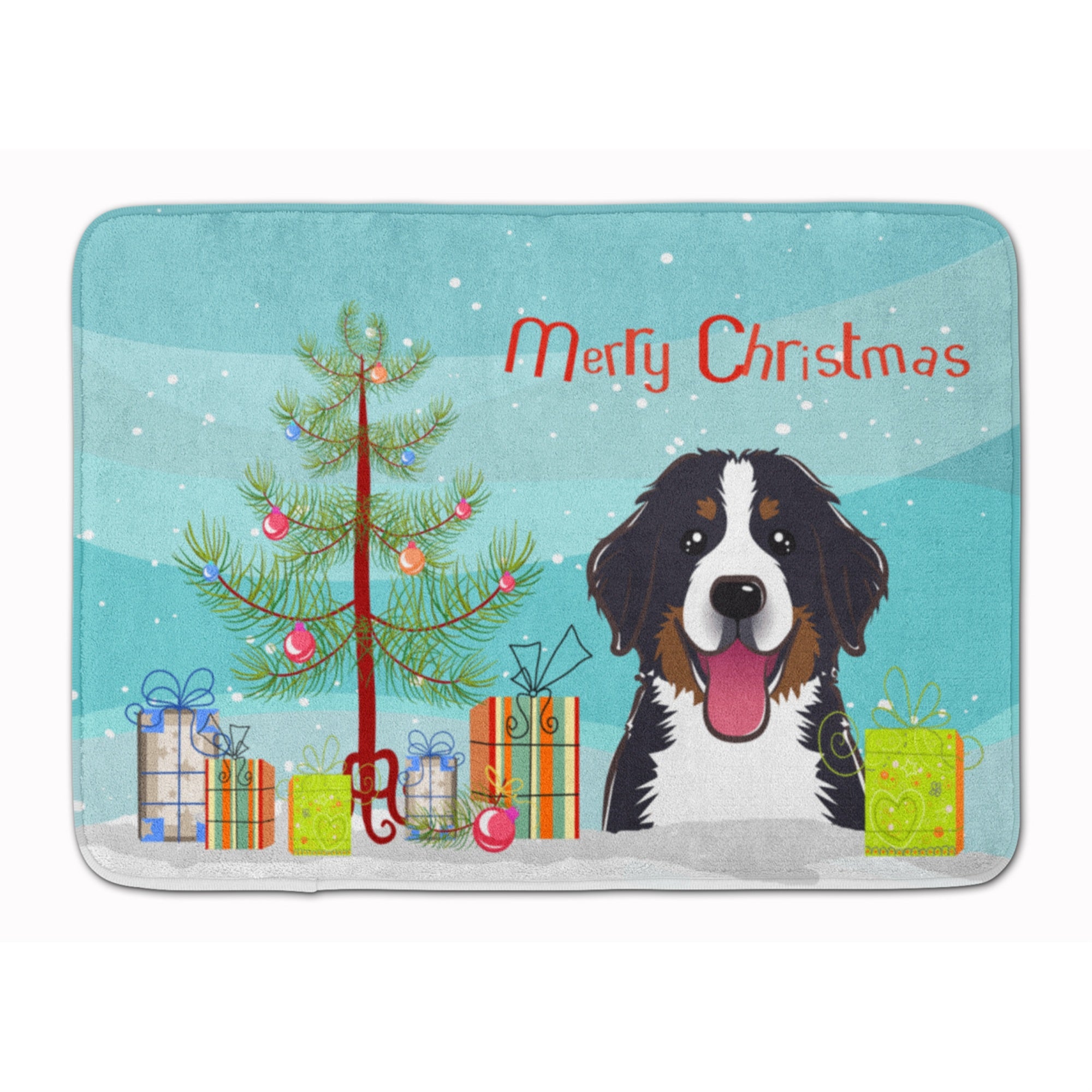 Caroline'S Treasures Christmas Tree And Bernese Mountain Dog Floor Mat, 19 X 27, Multicolor