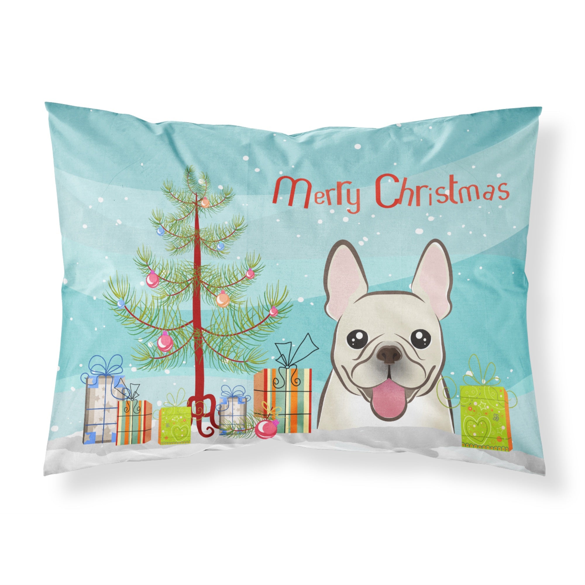 Caroline'S Treasures Bb1610Pillowcase Christmas Tree And French Bulldog Fabric Standard Pillowcase, Large, Multicolor