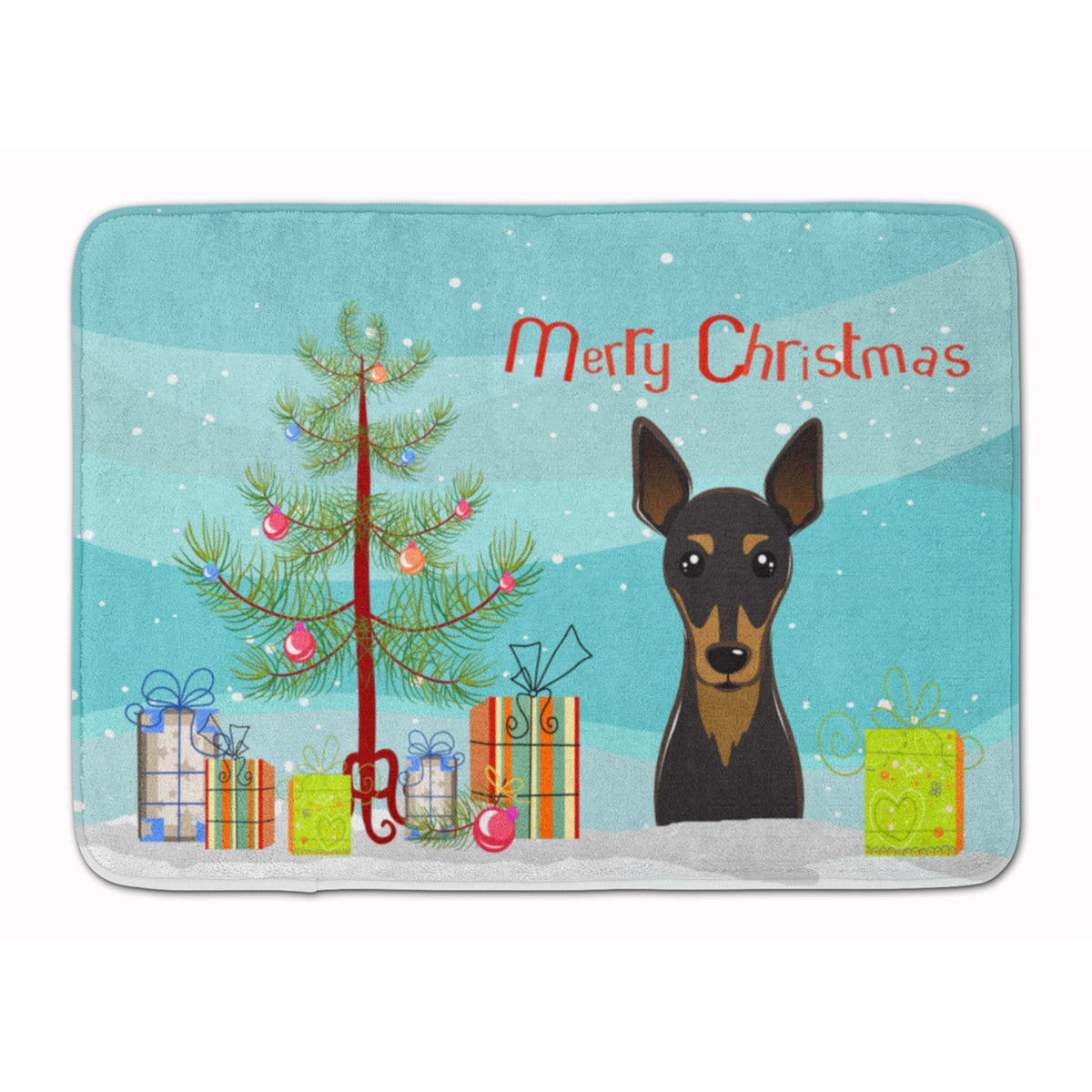 Caroline'S Treasures Christmas Tree And Min Pin Floor Mat, 19 X 27, Multicolor