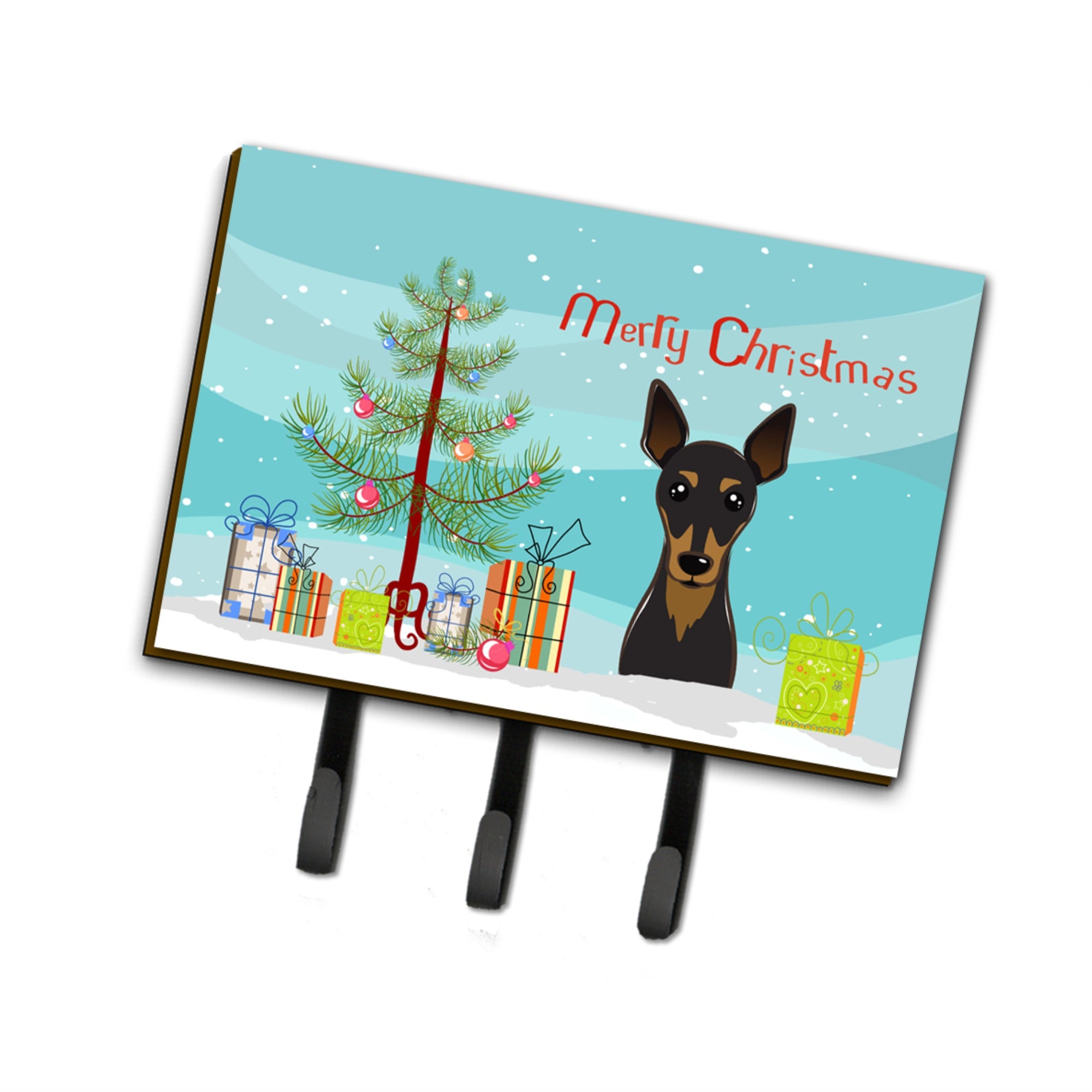 Caroline'S Treasures Bb1612Th68 Christmas Tree And Min Pin Leash Or Key Holder, Large, Multicolor