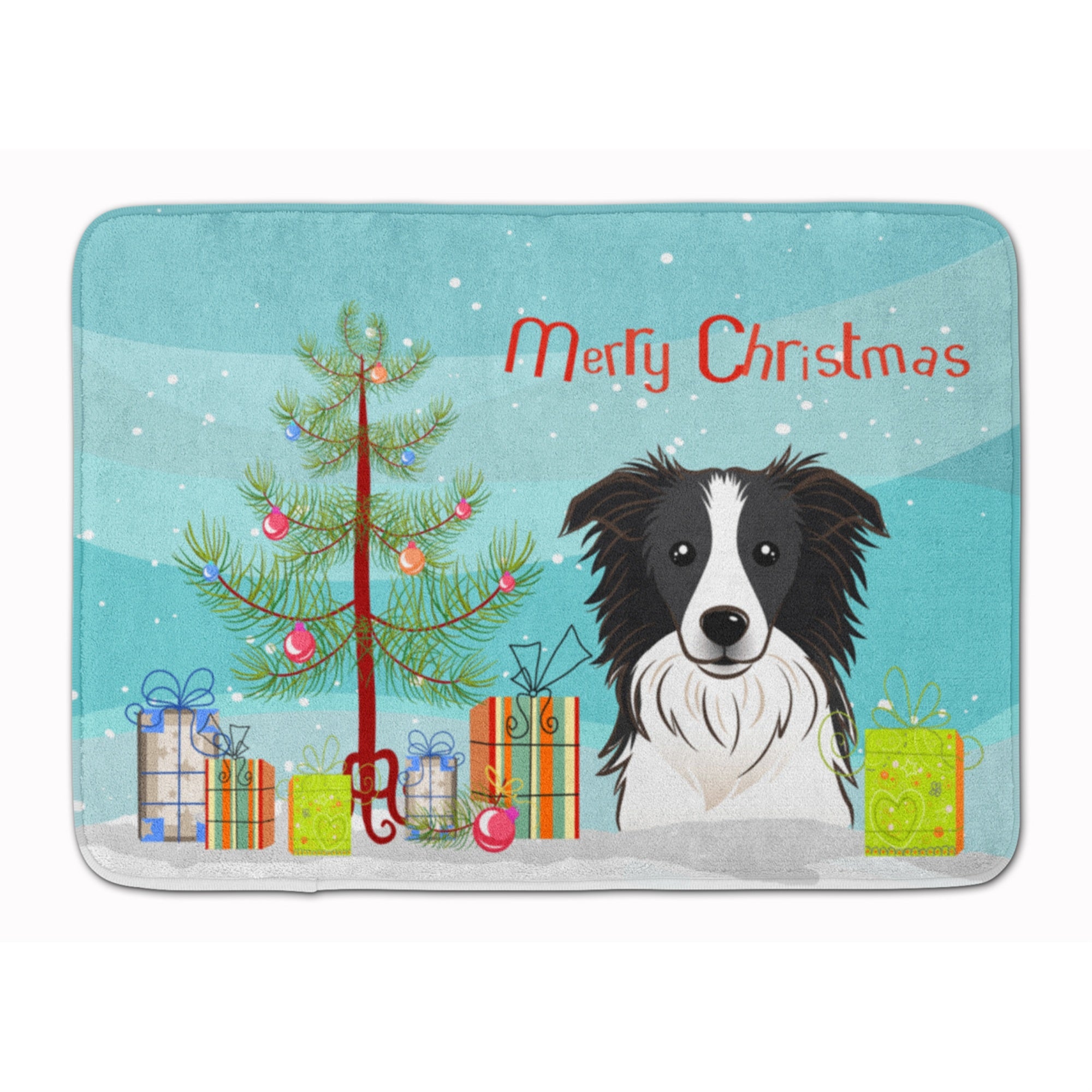 Caroline'S Treasures Christmas Tree And Border Collie Floor Mat, 19 X 27, Multicolor