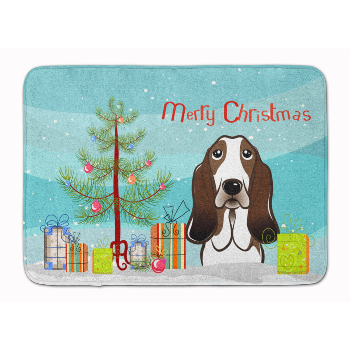 Caroline'S Treasures Christmas Tree And Basset Hound Floor Mat, 19 X 27, Multicolor