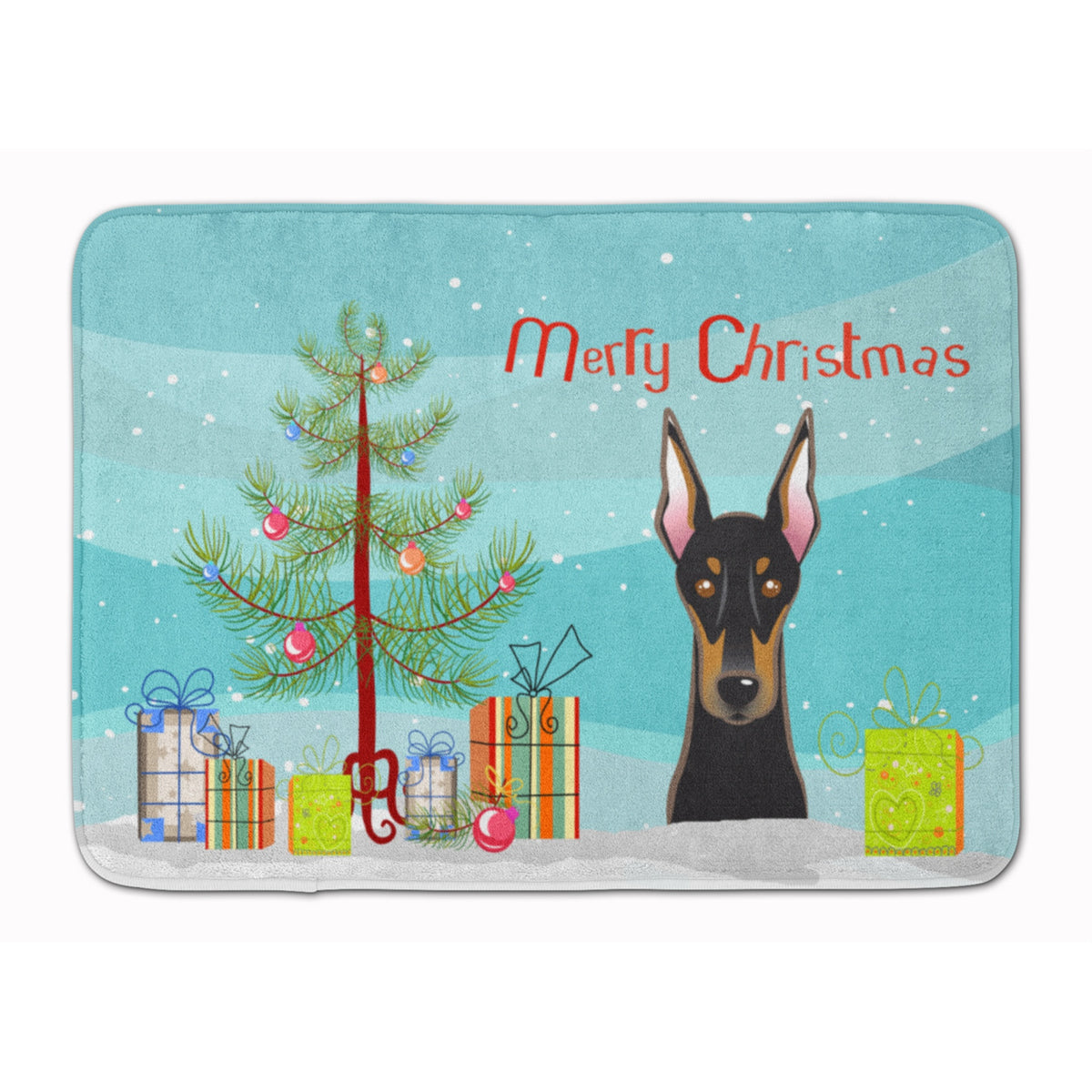 Caroline'S Treasures Christmas Tree And Doberman Floor Mat, 19 X 27, Multicolor