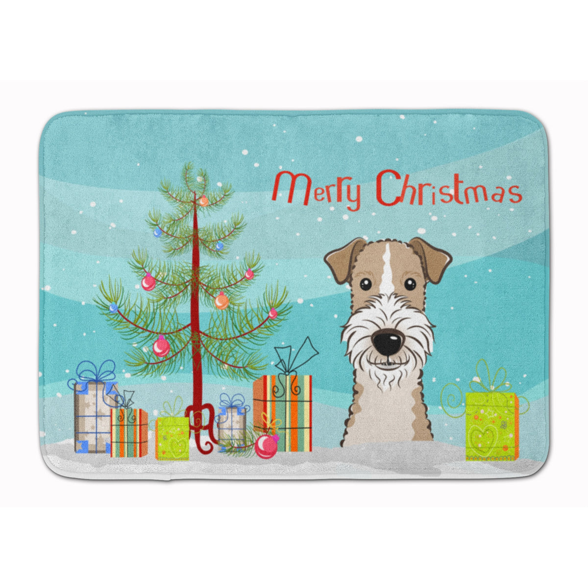 Caroline'S Treasures Christmas Tree Wire Hair Fox Terrier Floor Mat, 19 X 27, Multicolor