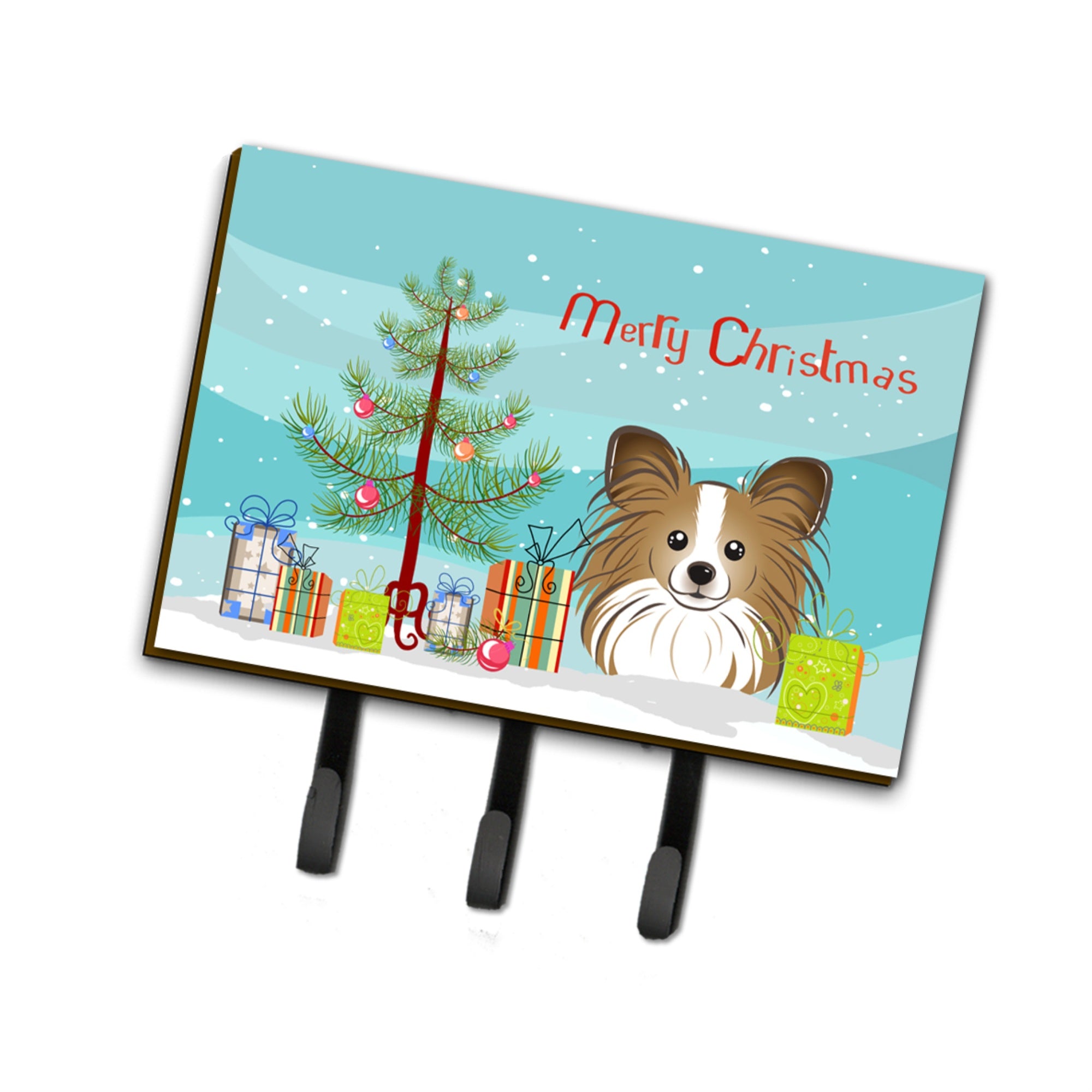 Caroline'S Treasures Bb1620Th68 Christmas Tree And Papillion Leash Or Key Holder, Large, Multicolor