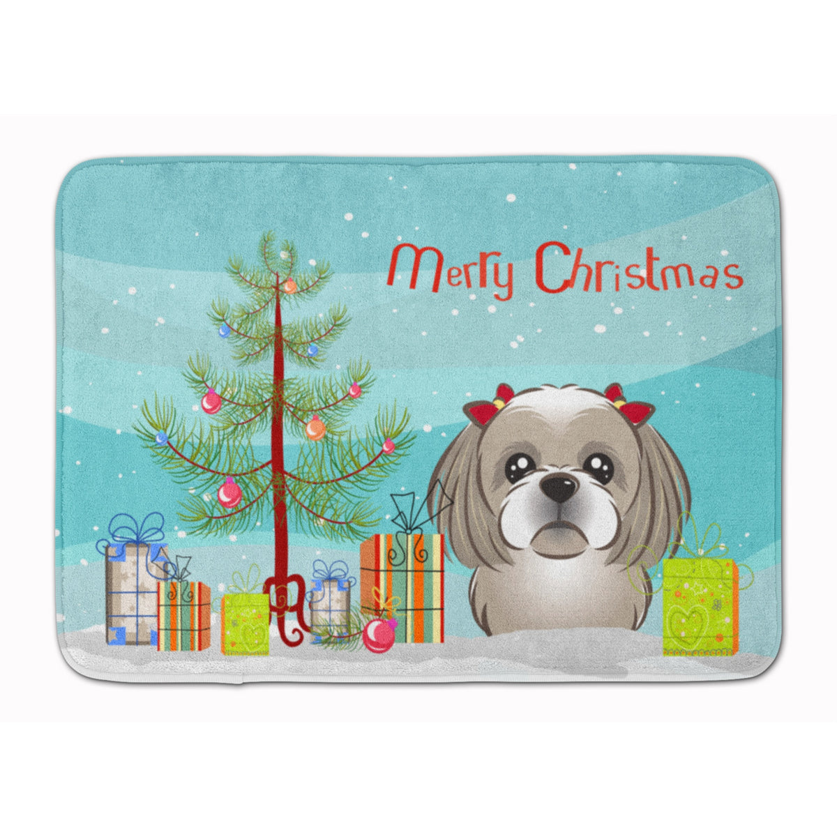 Caroline'S Treasures Christmas Tree And Gray Silver Shih Tzu, 19 X 27, Multicolor