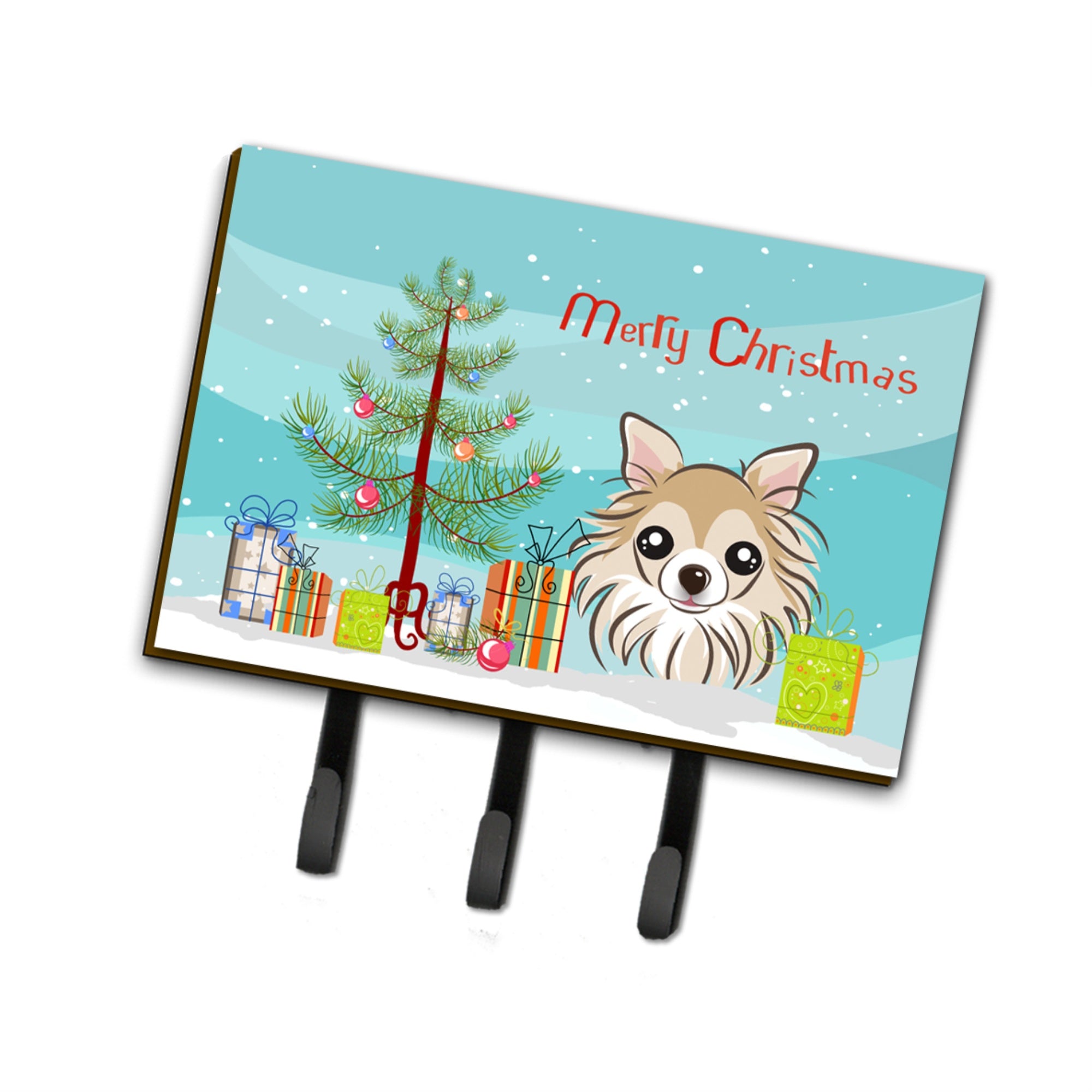 Caroline'S Treasures Bb1623Th68 Christmas Tree And Chihuahua Leash Or Key Holder, Large, Multicolor