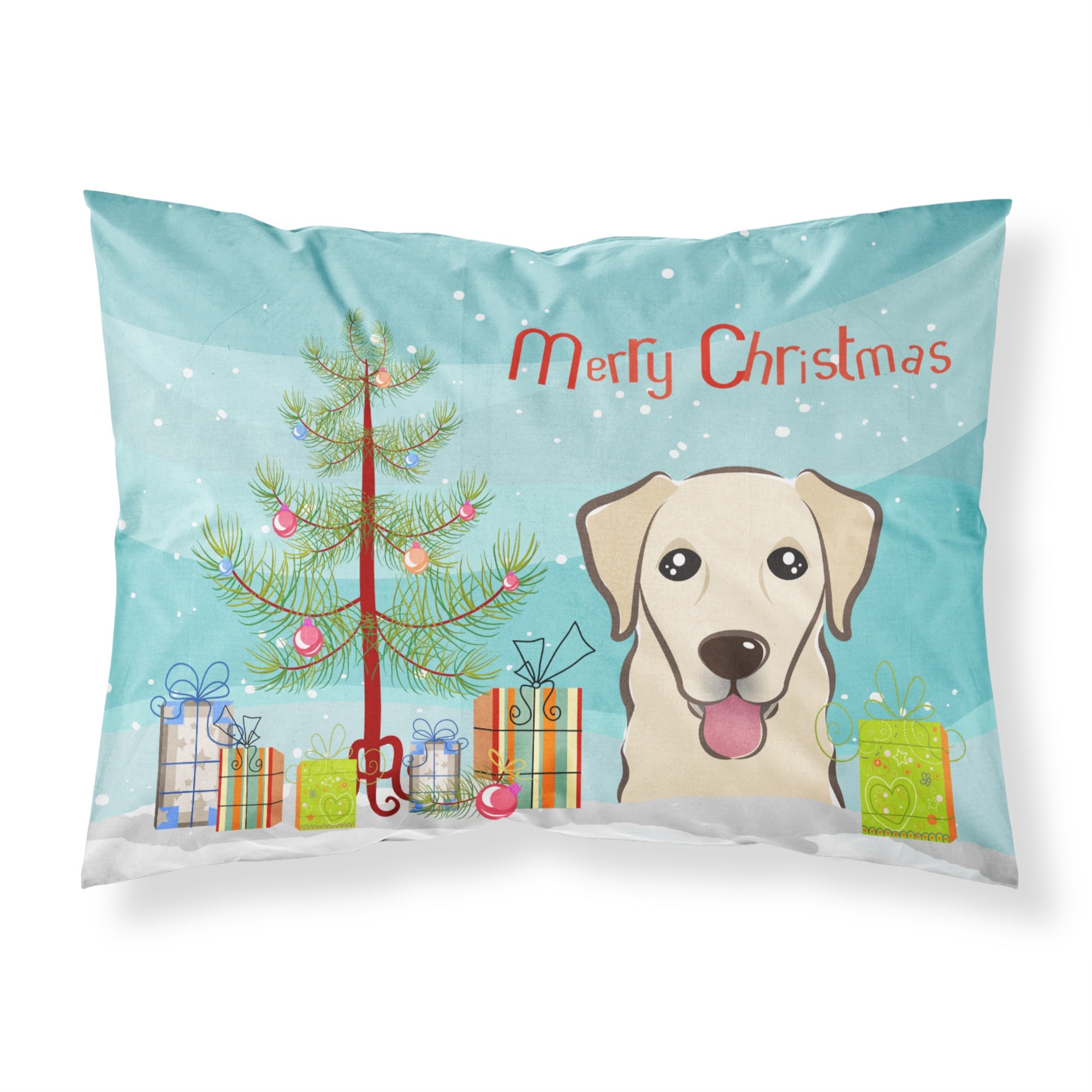 Caroline'S Treasures Bb1624Pillowcase Christmas Tree And Golden Retriever Fabric Standard Pillowcase, Large, Multicolor