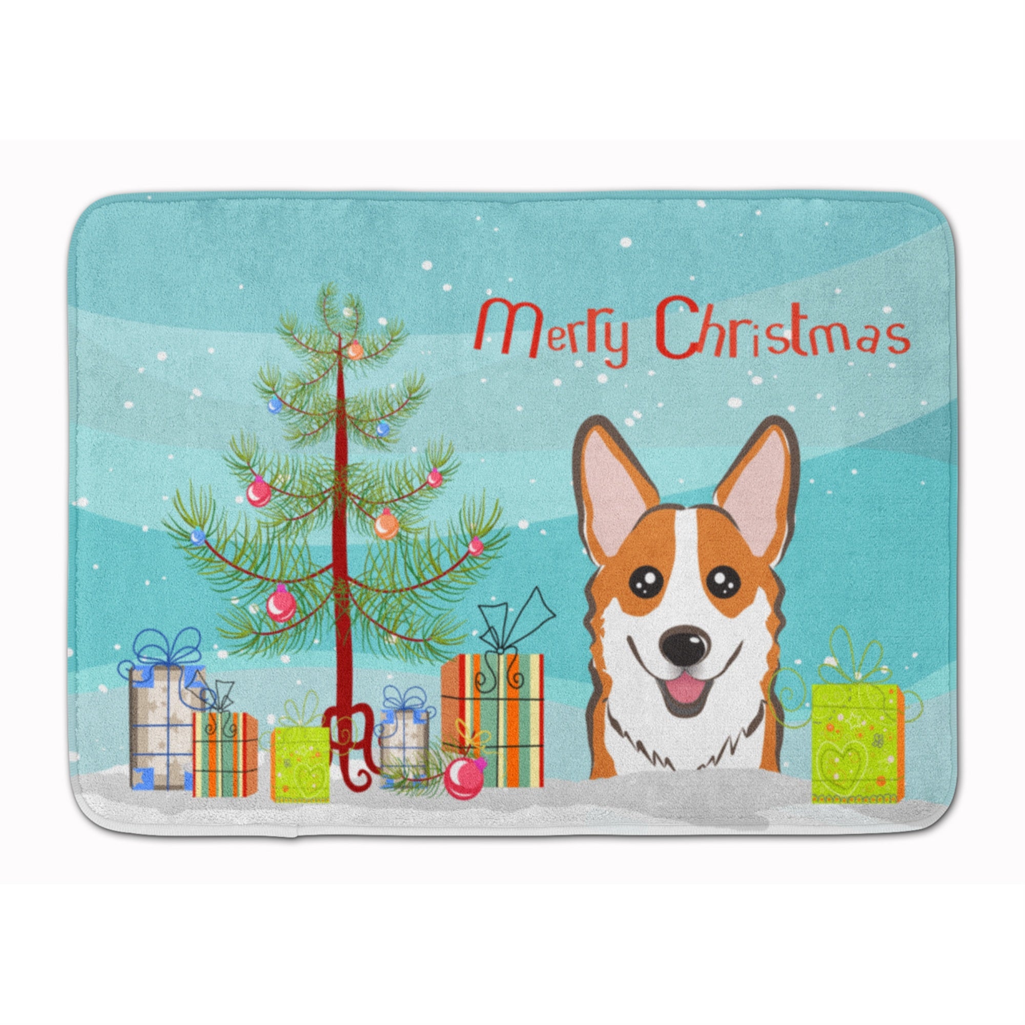 Caroline'S Treasures Christmas Tree And Red Corgi Floor Mat, 19 X 27, Multicolor