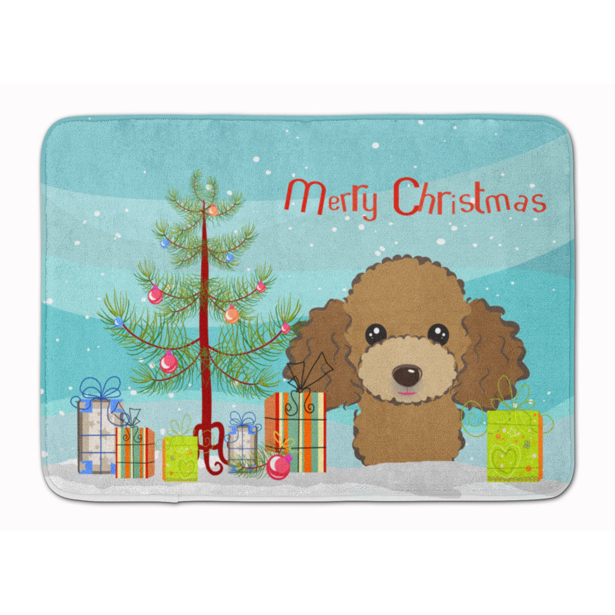 Caroline'S Treasures Christmas Tree Chocolate Brown Poodle Floor Mat, 19 X 27, Multicolor