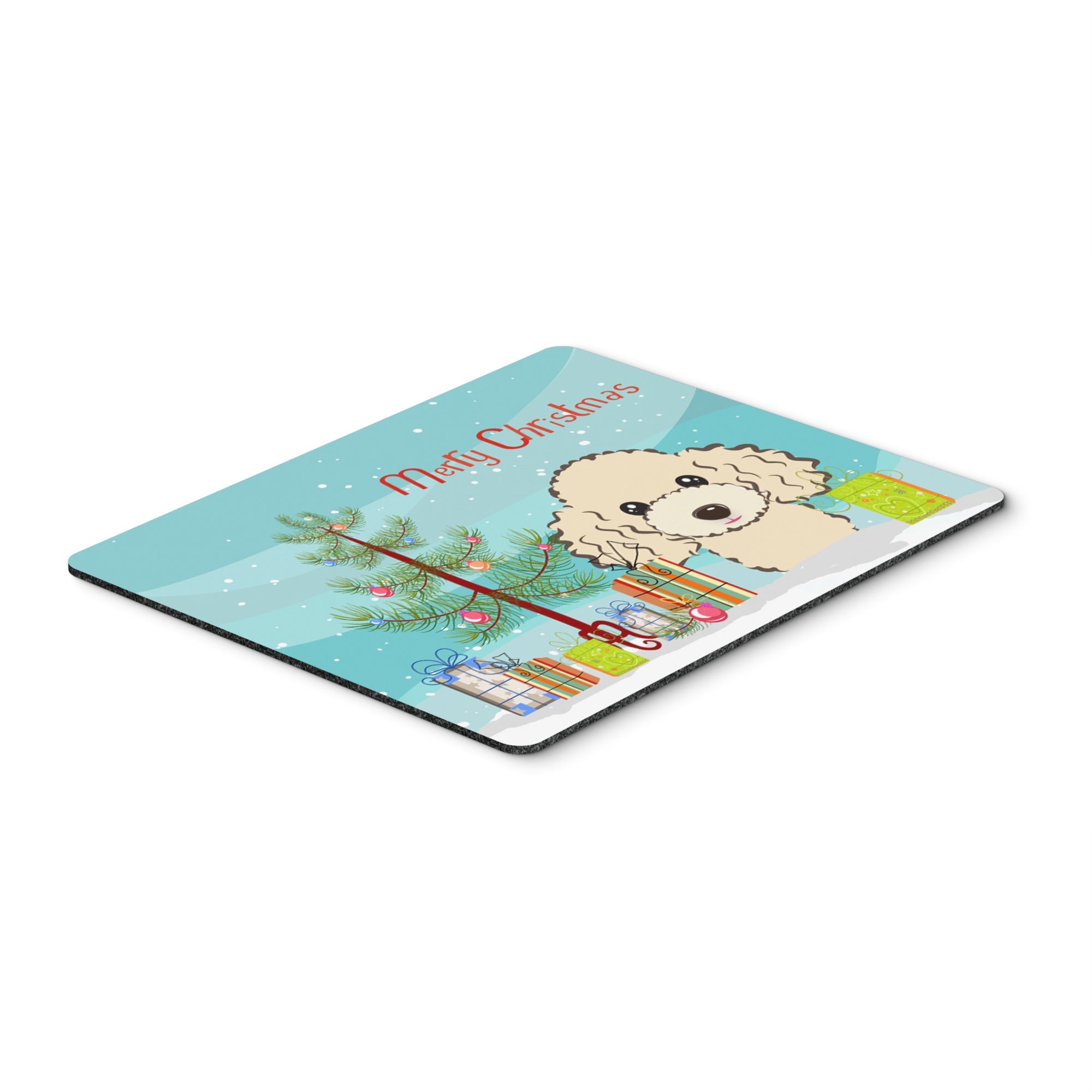 Caroline'S Treasures Christmas Tree & Buff Poodle Mouse Pad, Hot Pad Or Trivet, Multicolor (Bb1630Mp)