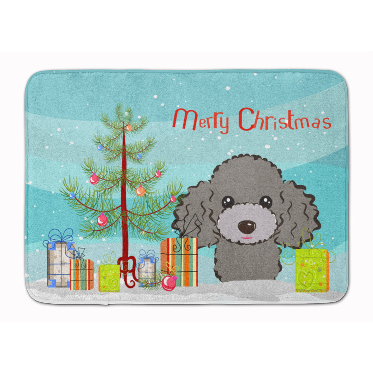 Caroline'S Treasures Christmas Tree And Silver Gray Poodle Floor Mat, 19 X 27, Multicolor