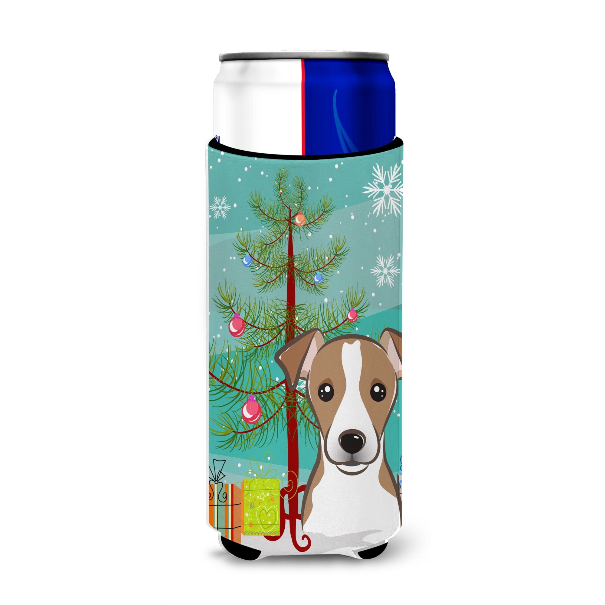 Caroline'S Treasures Bb1632Muk Christmas Tree And Jack Russell Terrier Michelob Ultra Koozies For Slim Cans, Multicolor