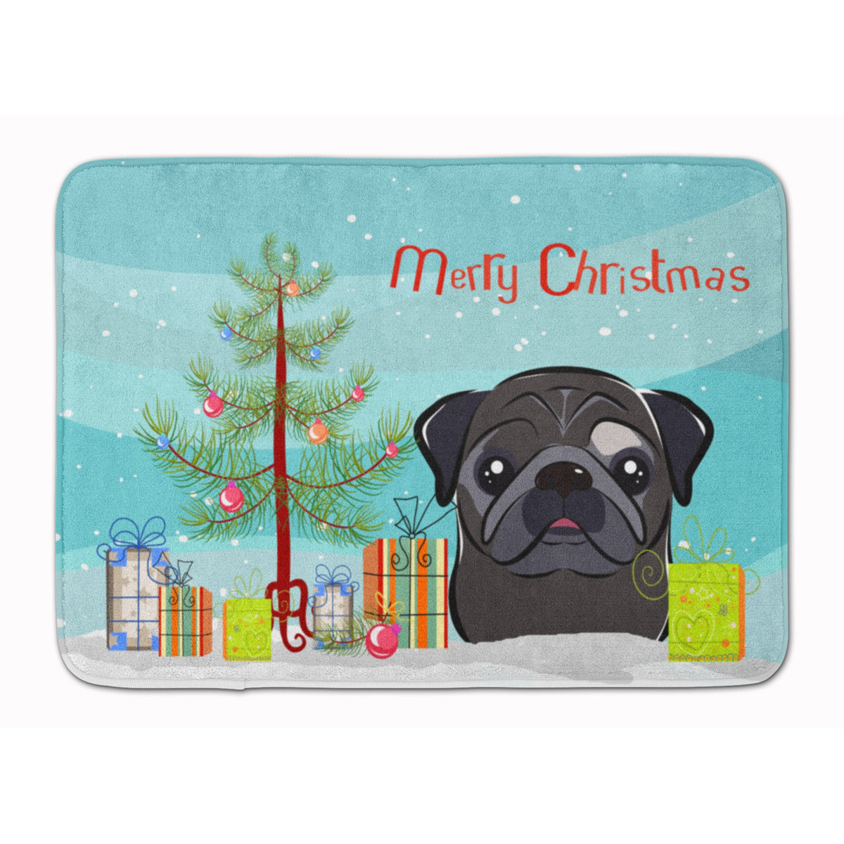 Caroline'S Treasures Christmas Tree And Black Pug Floor Mat, 19 X 27, Multicolor