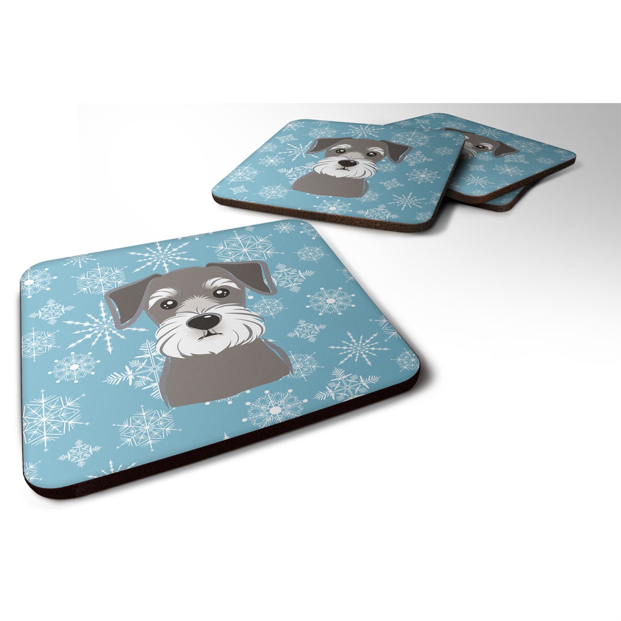 Caroline'S Treasures Bb1640Fc Snowflake Schnauzer Foam Coasters (Set Of 4), 3.5, Multicolor