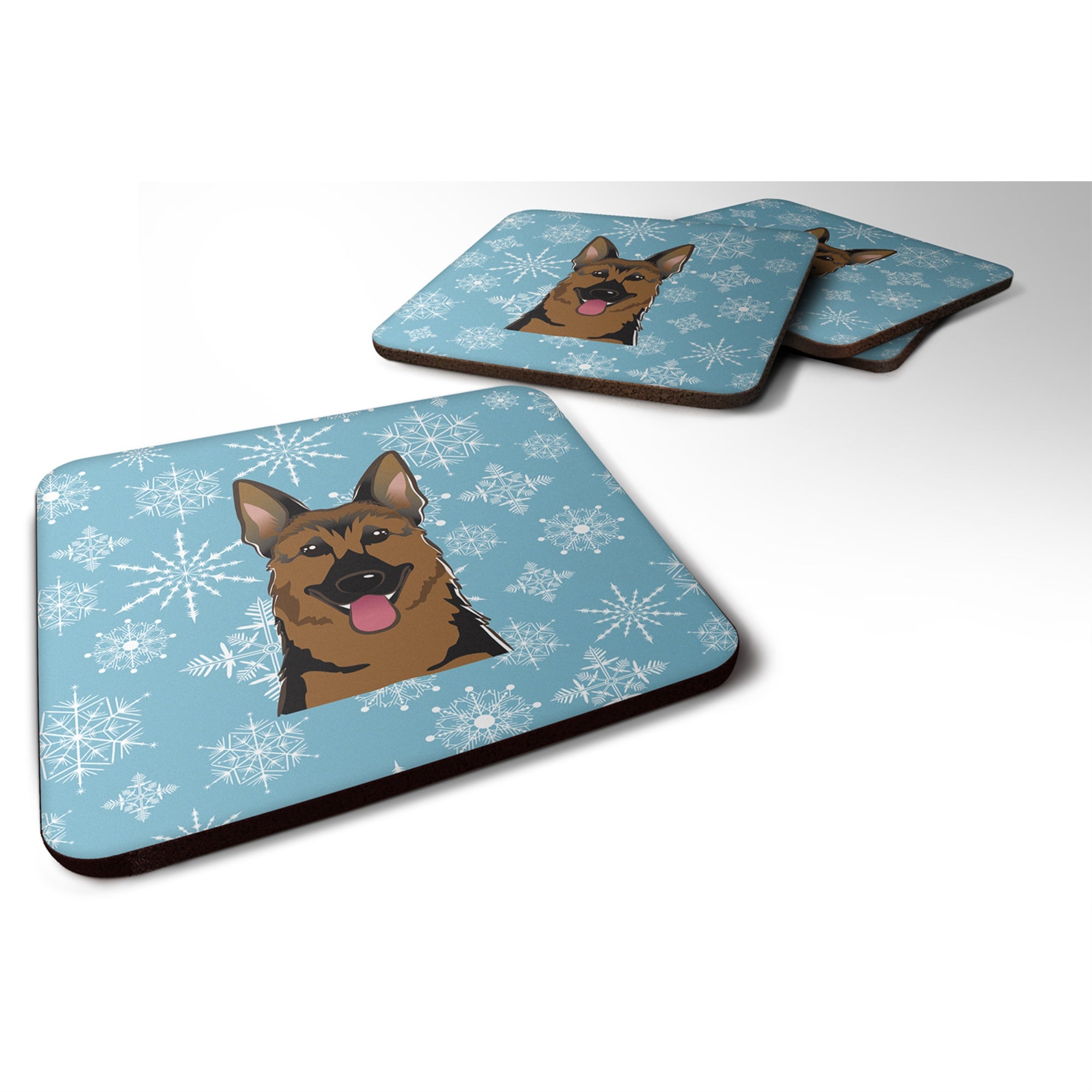 Caroline'S Treasures Bb1645Fc Snowflake German Shepherd Foam Coasters (Set Of 4), 3.5, Multicolor