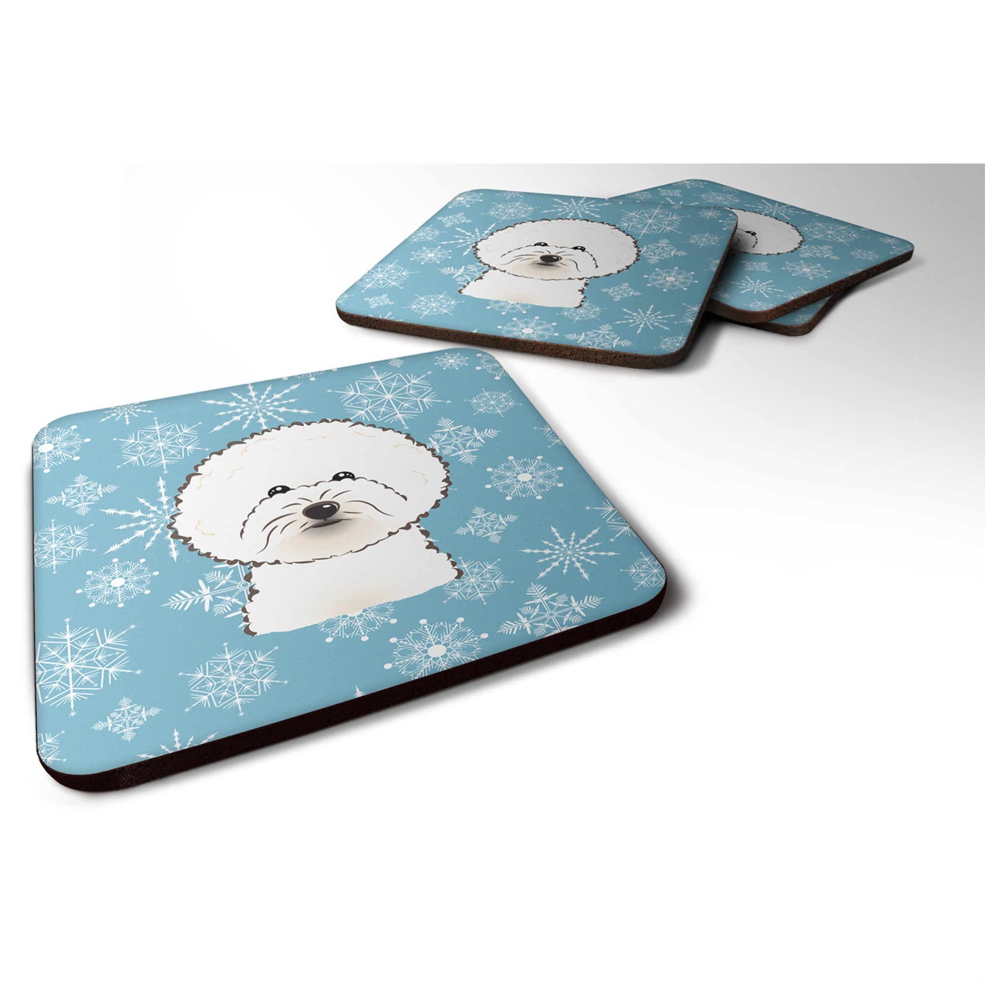 Caroline'S Treasures Bb1651Fc Snowflake Bichon Frise Foam Coasters (Set Of 4), 3.5, Multicolor