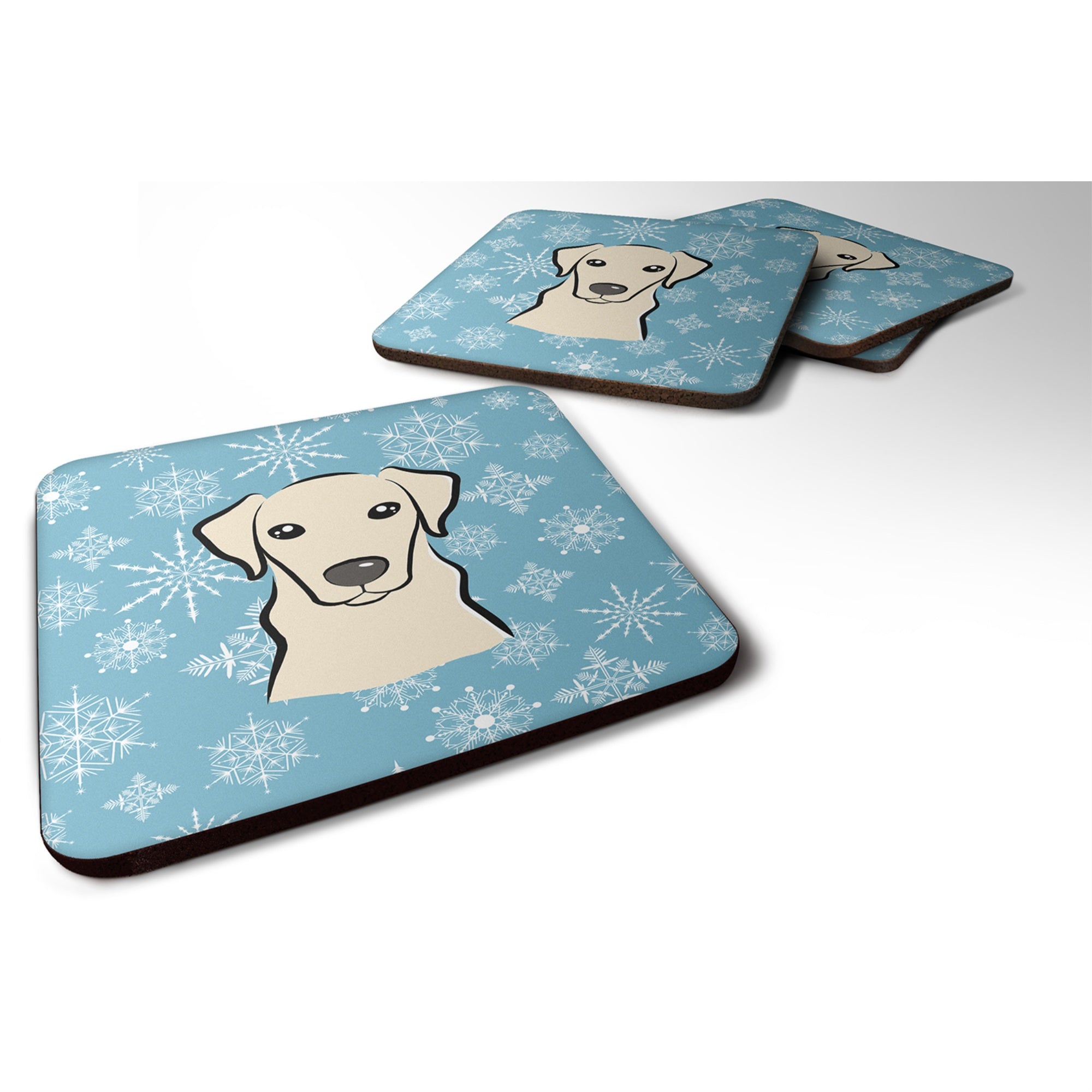 Caroline'S Treasures Bb1656Fc Snowflake Yellow Labrador Foam Coasters (Set Of 4), 3.5, Multicolor