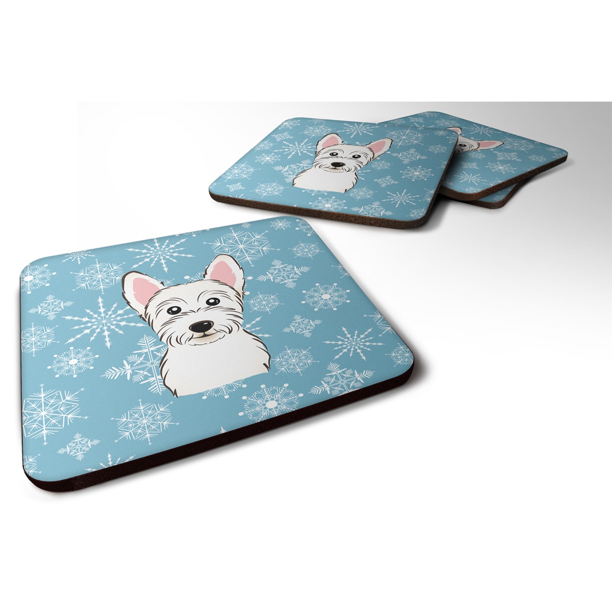Caroline'S Treasures Bb1660Fc Snowflake Westie Foam Coasters (Set Of 4), 3.5, Multicolor