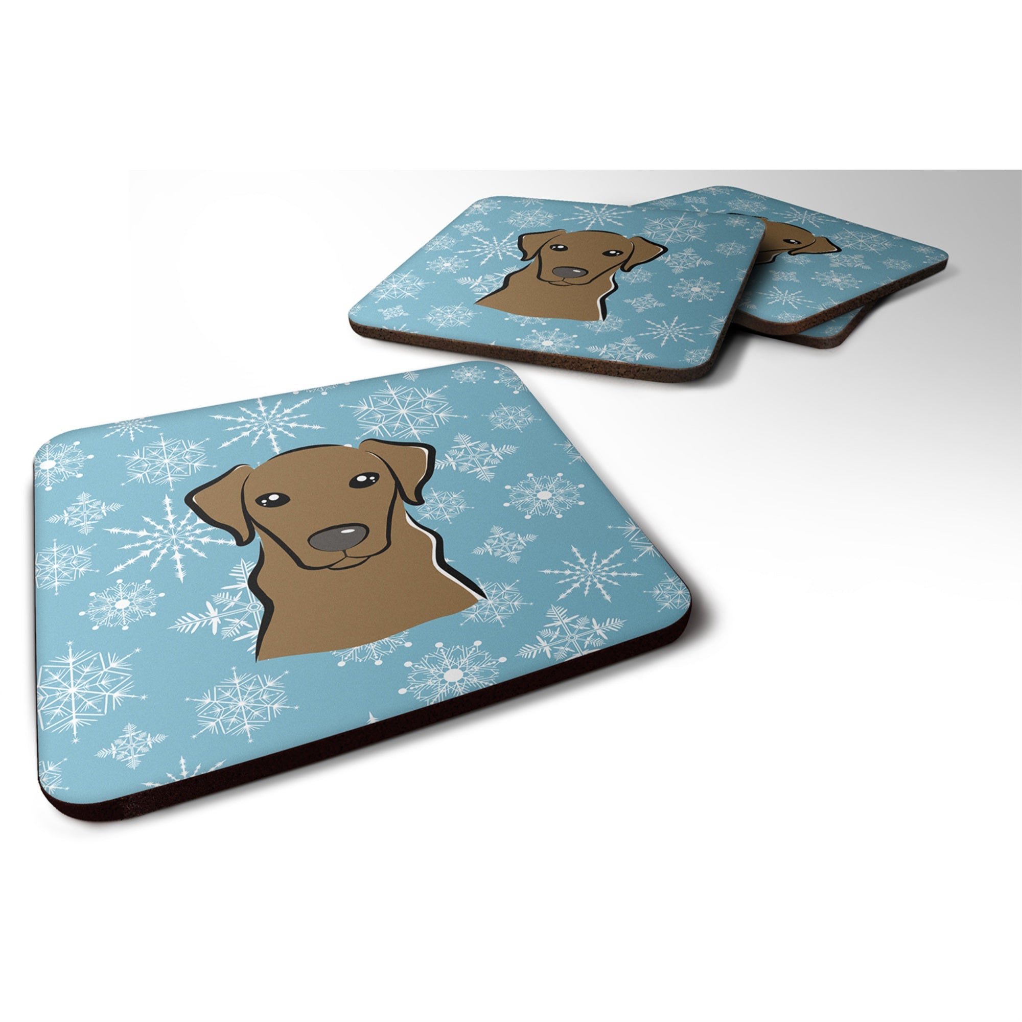 Caroline'S Treasures Bb1668Fc Snowflake Chocolate Labrador Foam Coasters (Set Of 4), 3.5, Multicolor