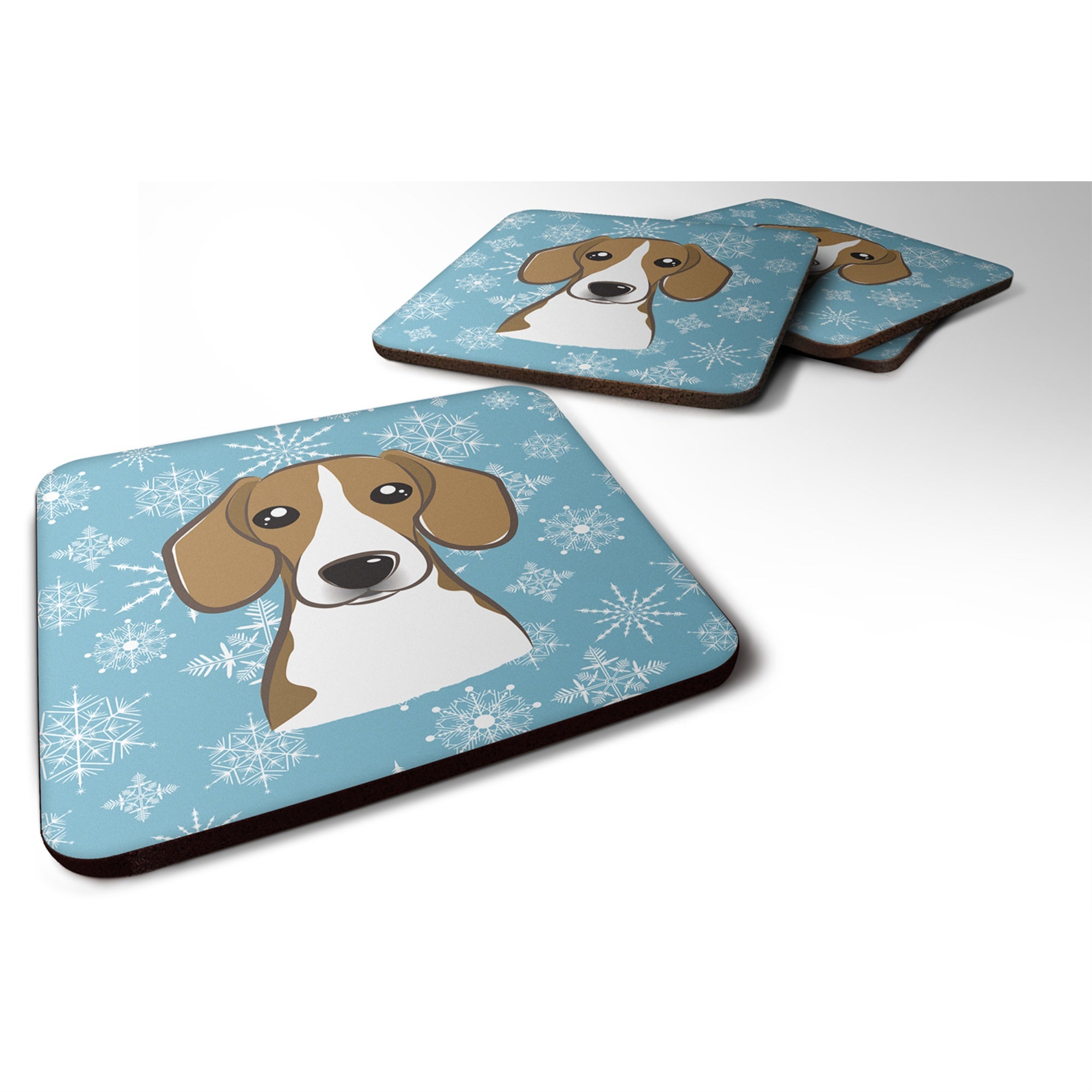 Caroline'S Treasures Bb1673Fc Snowflake Beagle Foam Coasters (Set Of 4), 3.5, Multicolor