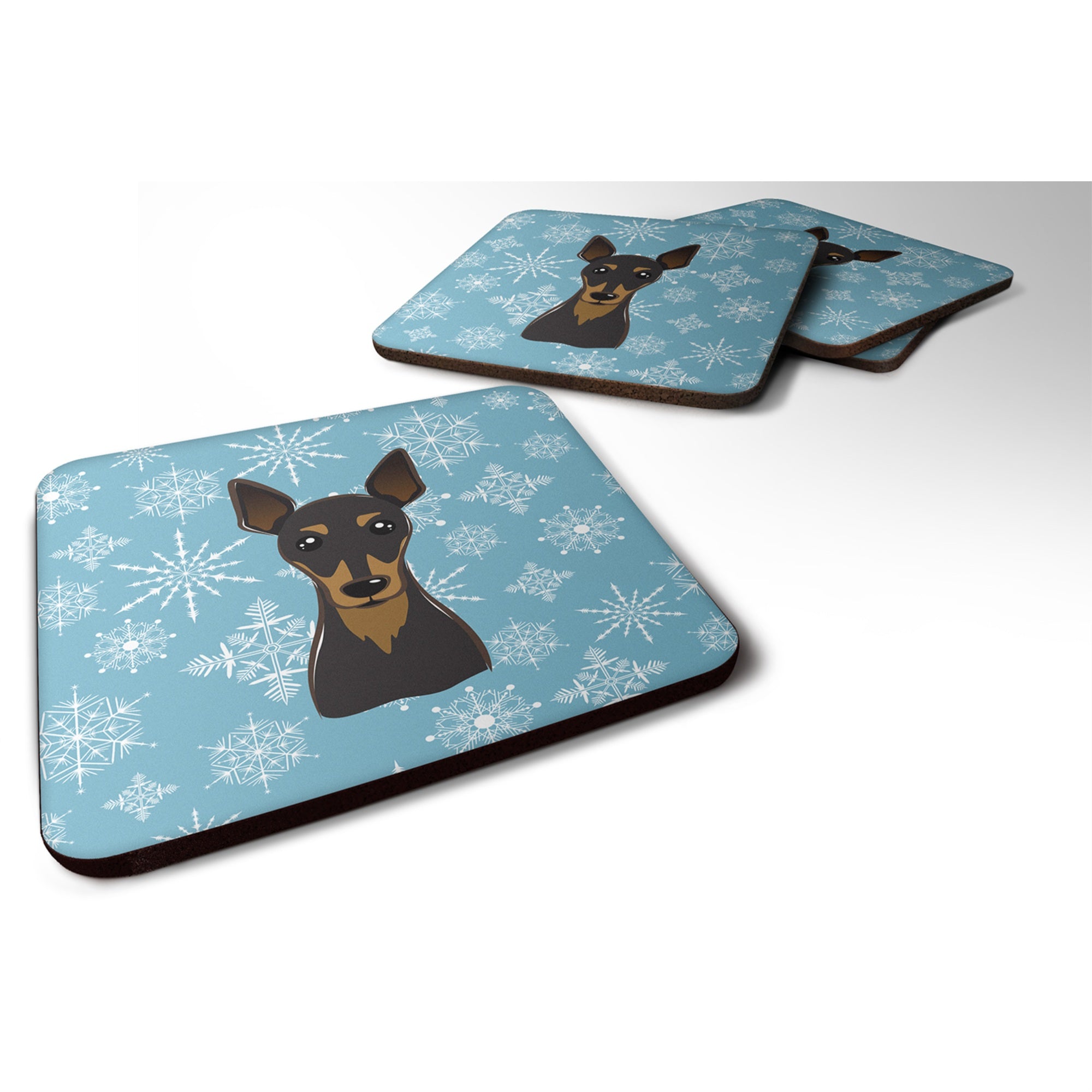 Caroline'S Treasures Bb1674Fc Snowflake Min Pin Foam Coasters (Set Of 4), 3.5, Multicolor