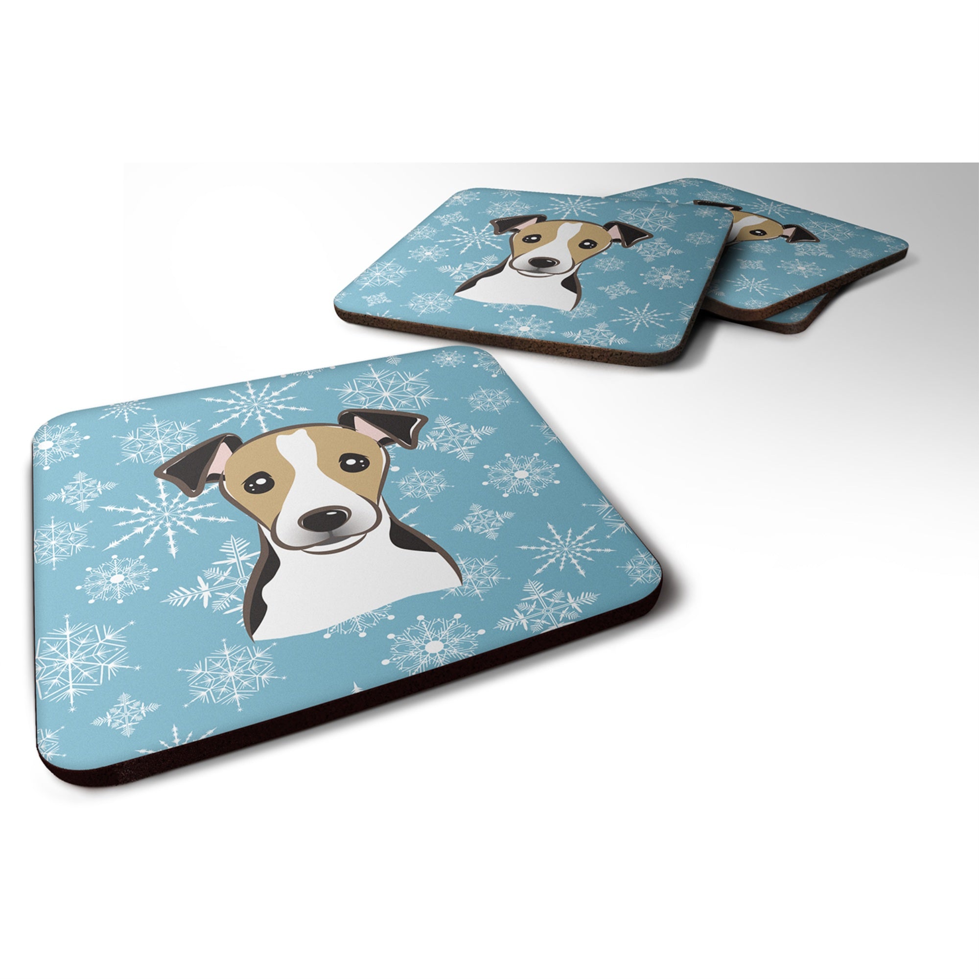 Caroline'S Treasures Bb1695Fc Snowflake Jack Russell Terrier Foam Coasters (Set Of 4), 3.5, Multicolor