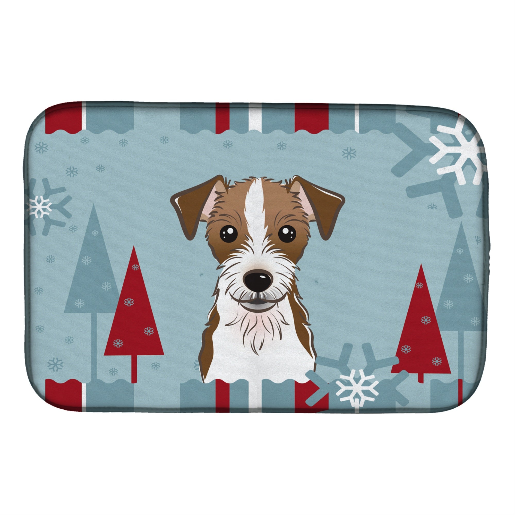 Caroline'S Treasures Winter Holiday Jack Russell Terrier Dish Drying Mat, 14 X 21