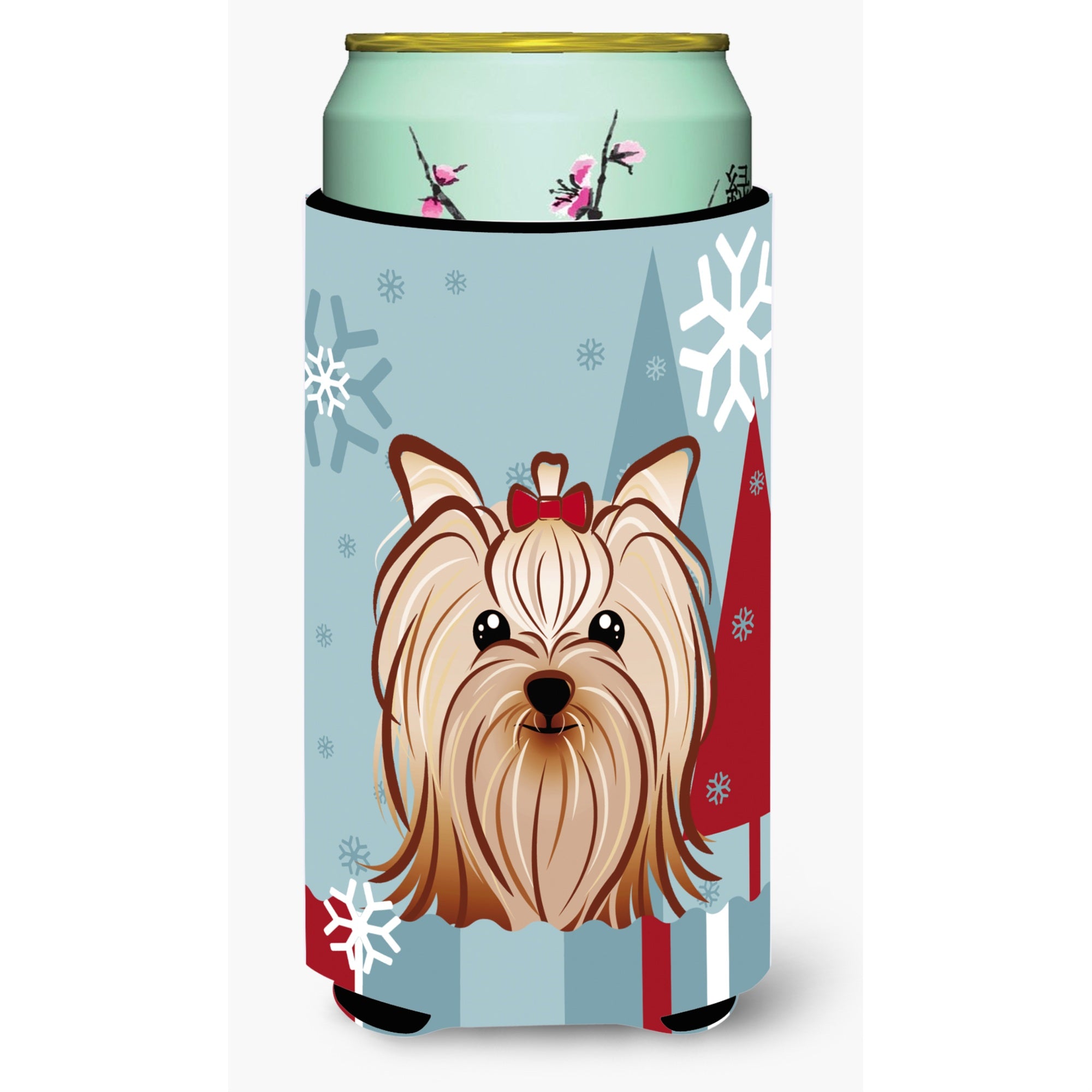Caroline'S Treasures Winter Holiday Yorkie Yorkshire Terrier Tall Boy Koozie Hugger, Multicolor