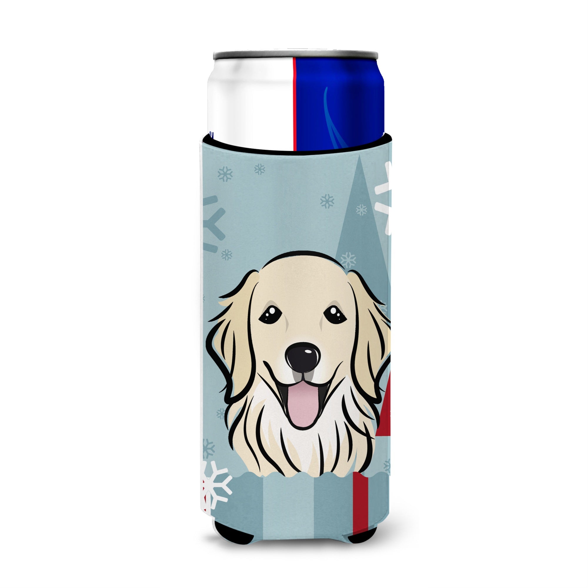 Caroline'S Treasures Bb1701Muk Winter Holiday Golden Retriever Michelob Ultra Koozies For Slim Cans, Multicolor