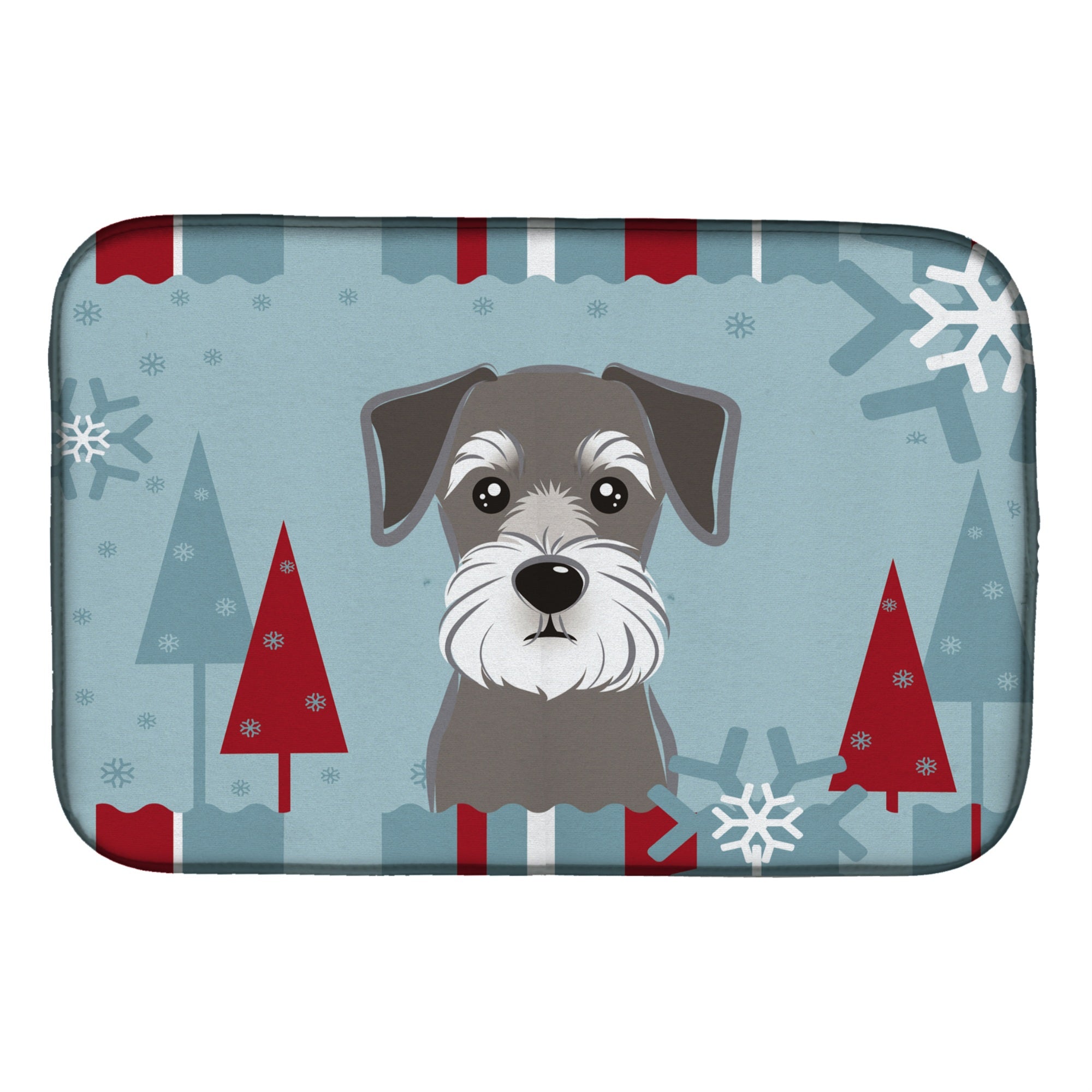 Caroline'S Treasures Winter Holiday Schnauzer Dish Drying Mat, 14 X 21