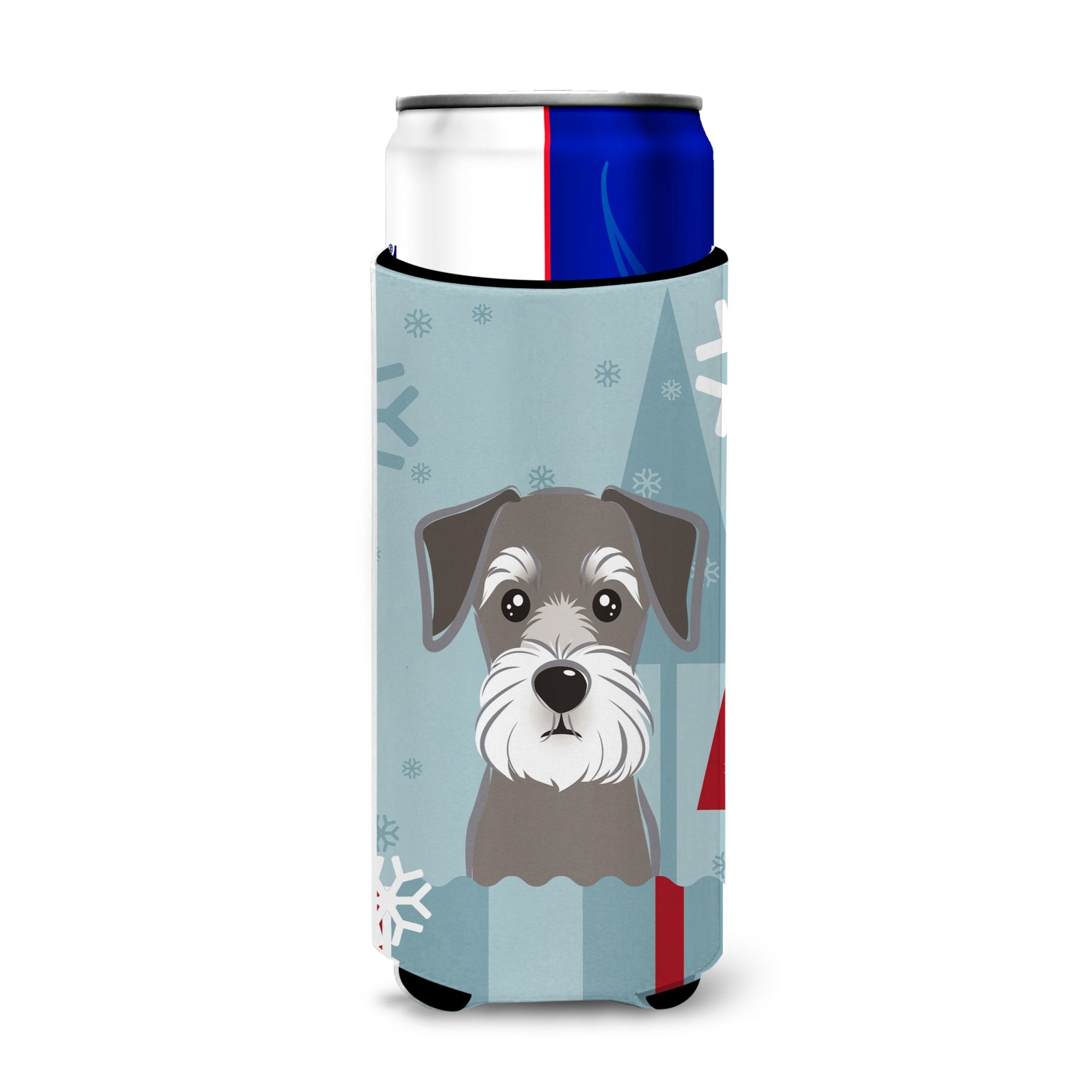 Caroline'S Treasures Winter Holiday Schnauzer Michelob Ultra Koozies For Slim Cans, Multicolor