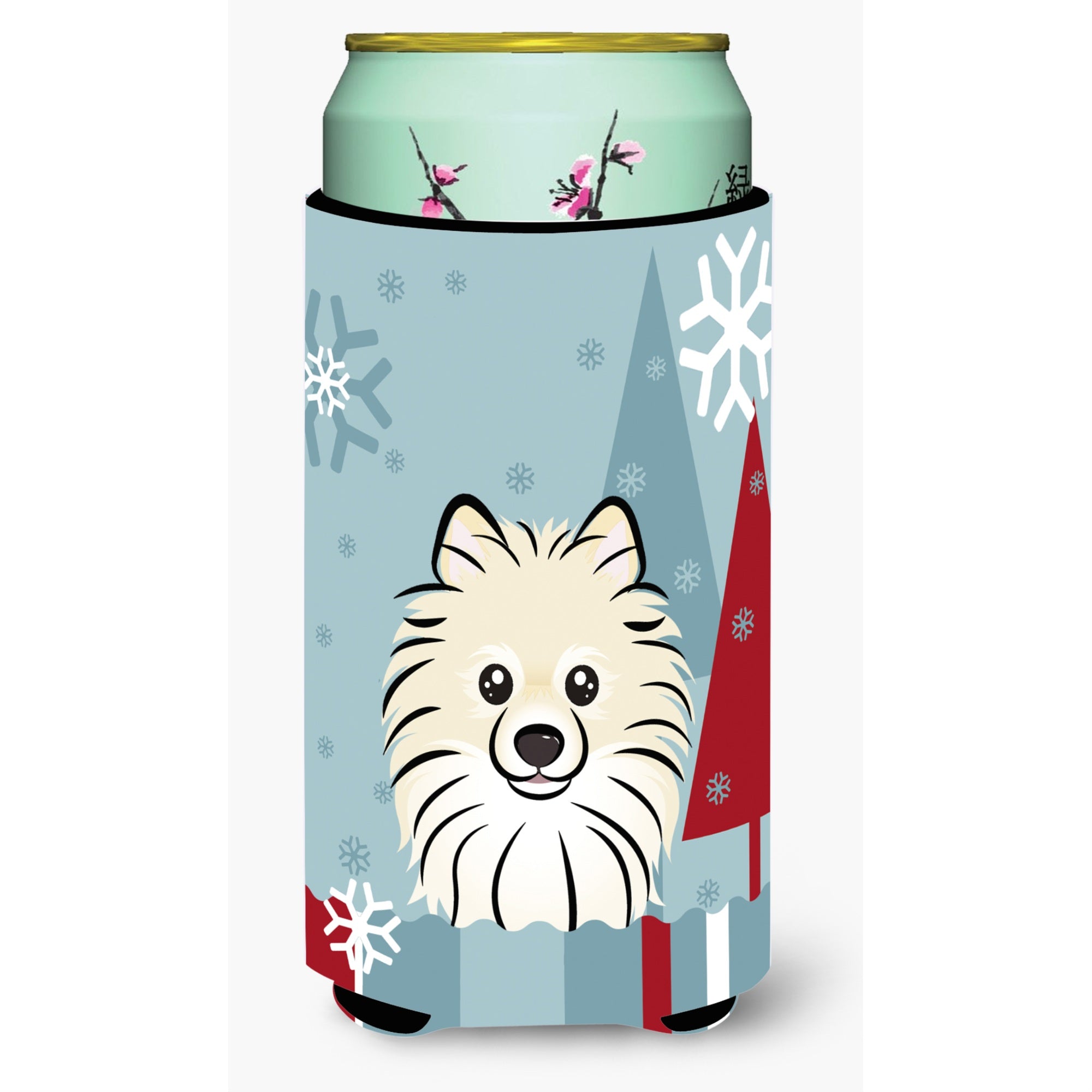 Caroline'S Treasures Winter Holiday Pomeranian Tall Boy Koozie Hugger, Multicolor