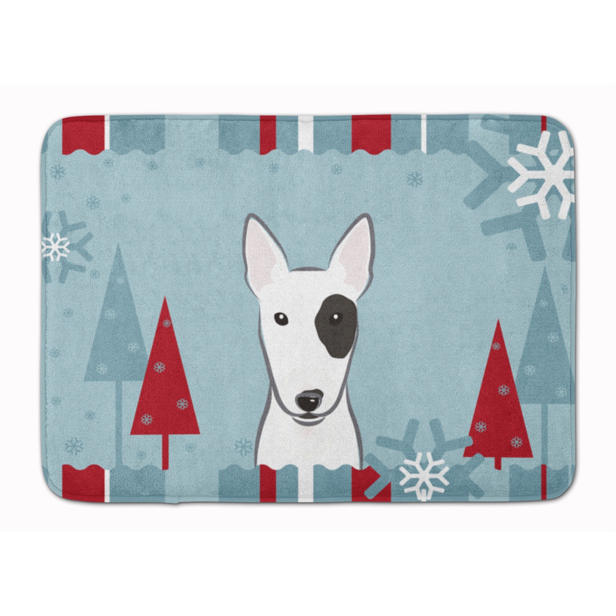 Caroline'S Treasures Winter Holiday Bull Terrier Floor Mat, 19 X 27, Multicolor