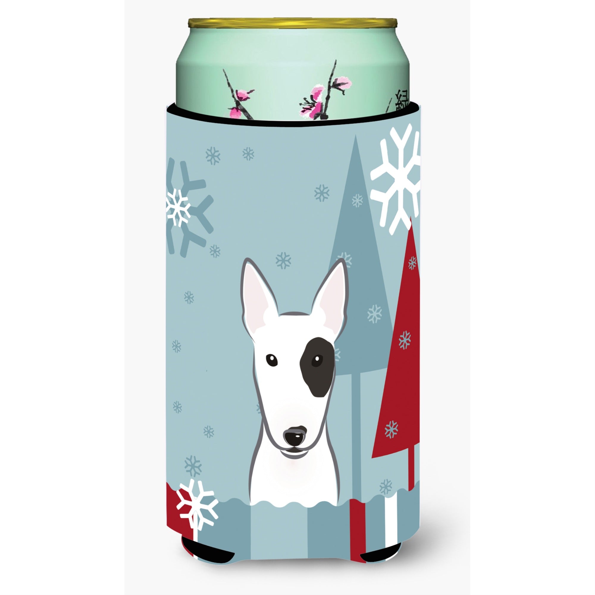 Caroline'S Treasures Winter Holiday Bull Terrier Tall Boy Koozie Hugger, Multicolor