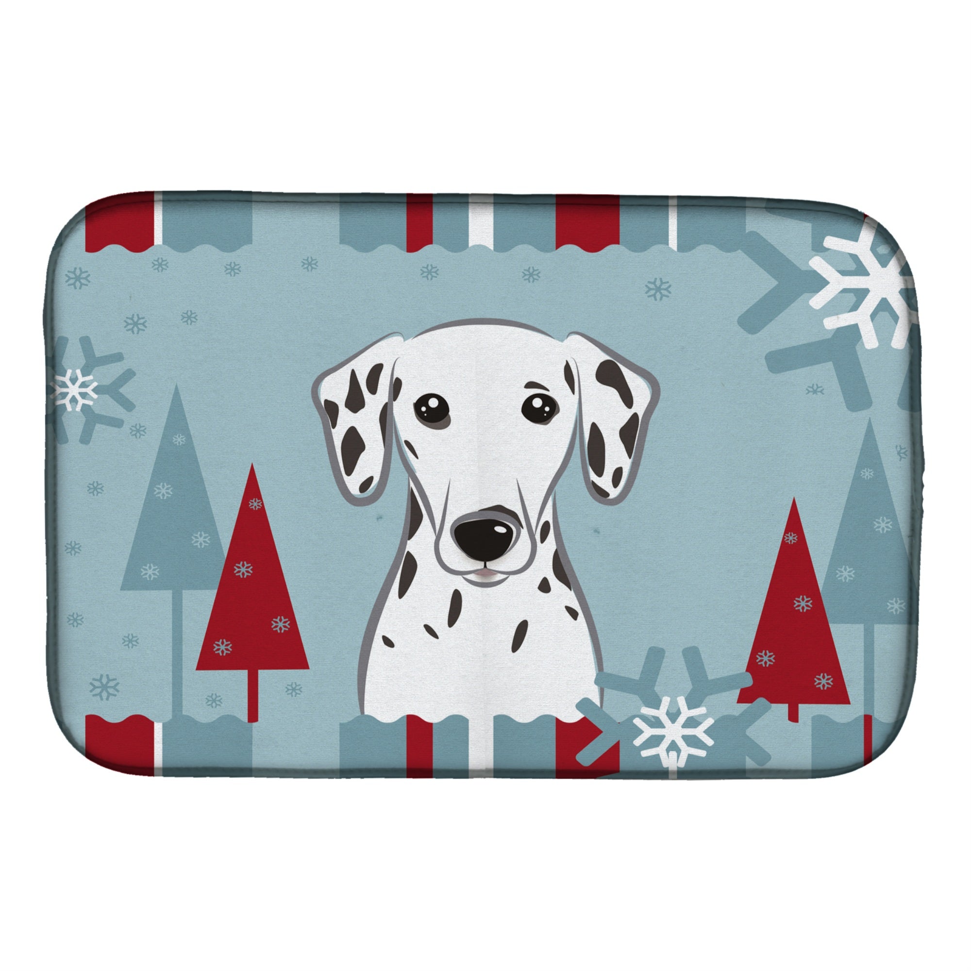 Caroline'S Treasures Winter Holiday Dalmatian Dish Drying Mat, 14 X 21