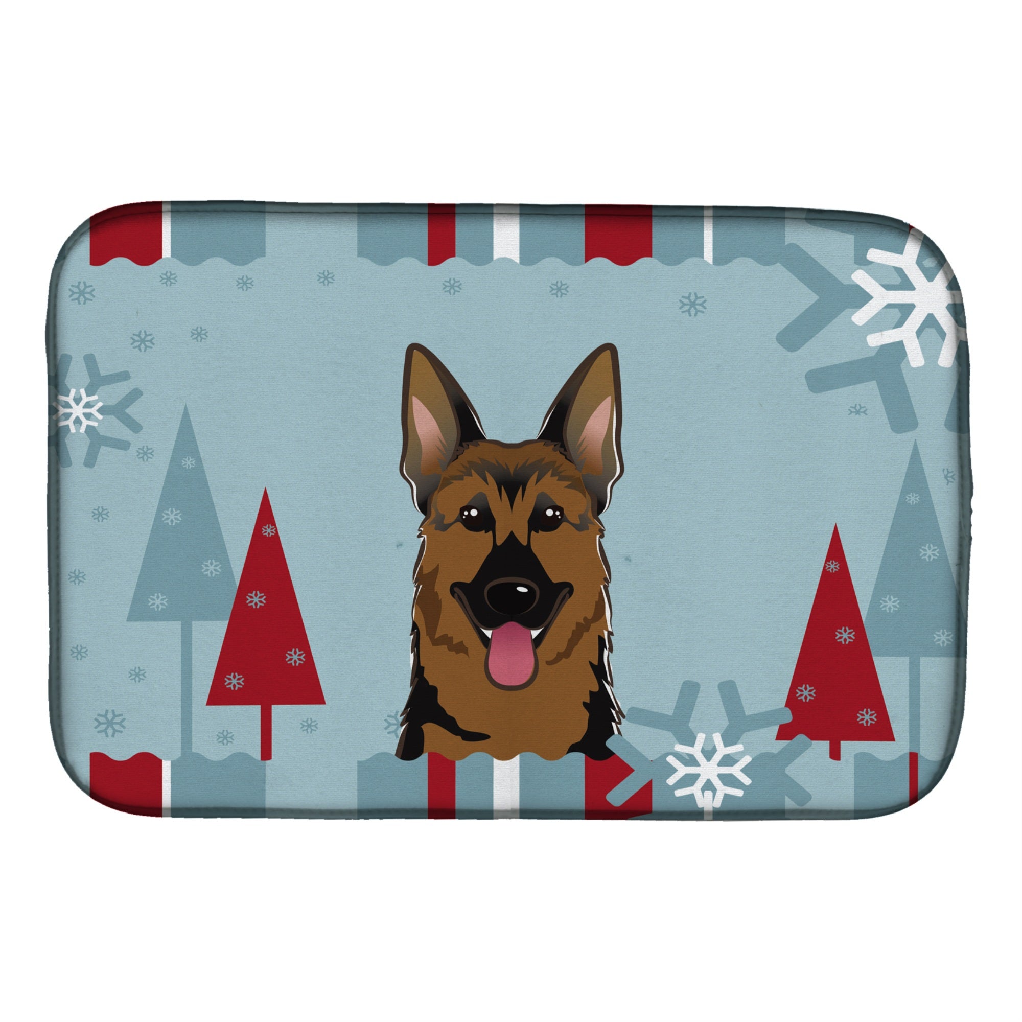Caroline'S Treasures Winter Holiday German Shepherd Dish Drying Mat, 14 X 21